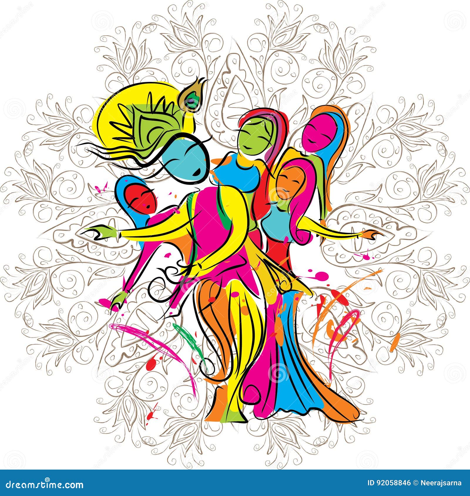 Hand draw sketch happy holi indian spring festival of colors card design  20310537 Vector Art at Vecteezy