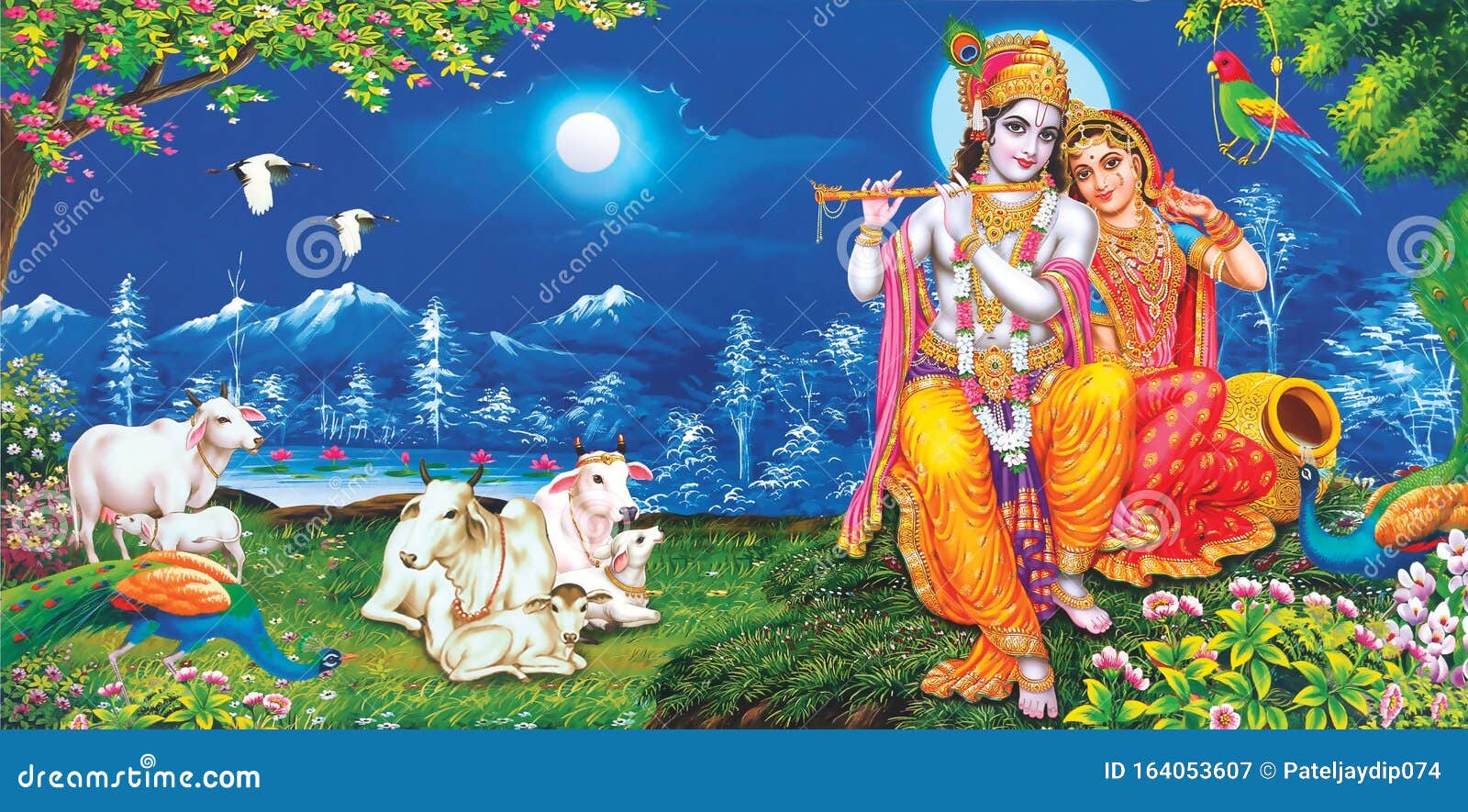 Lord Radha Krishna Beautiful Wallpaper with Background Stock Image ...