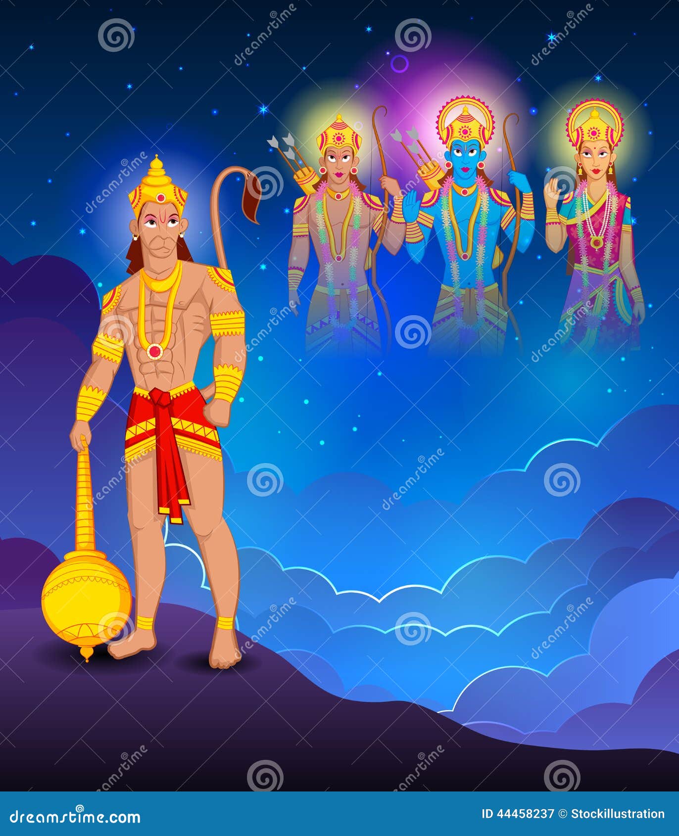 Indian God Rama Laxman and Sita with Hanuman in Sketchy Look Stock Vector -  Illustration of divine, goddess: 75045858