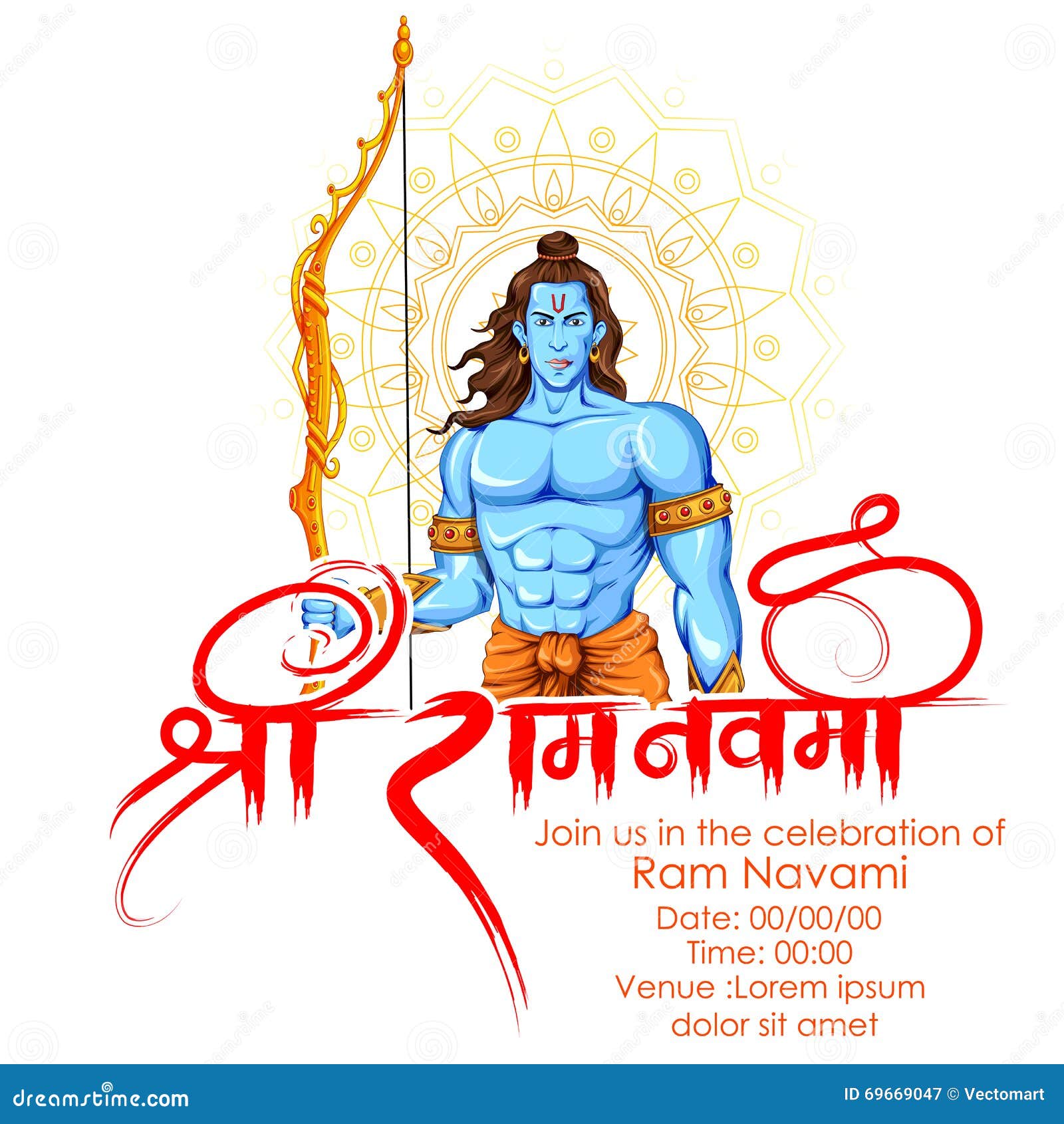 Lord Rama in Ram Navami Background Stock Vector - Illustration of indian,  culture: 69669047