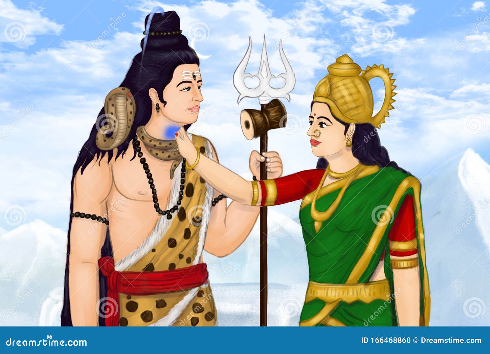 Lord Shiva with His Consort, Goddess Parvati Stock Illustration ...