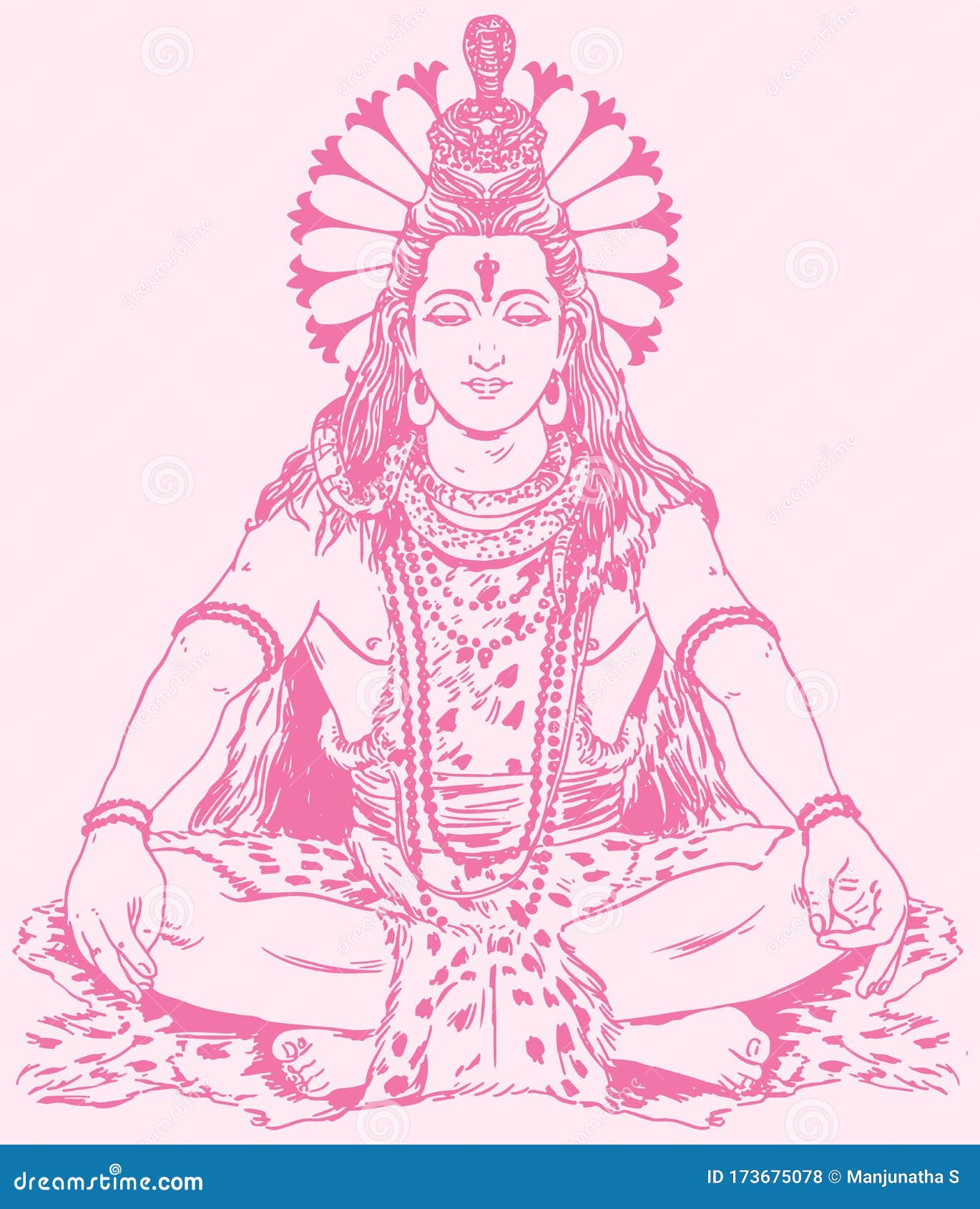 Lord Shiva With Meditation Doing Stock Vector Illustration Of