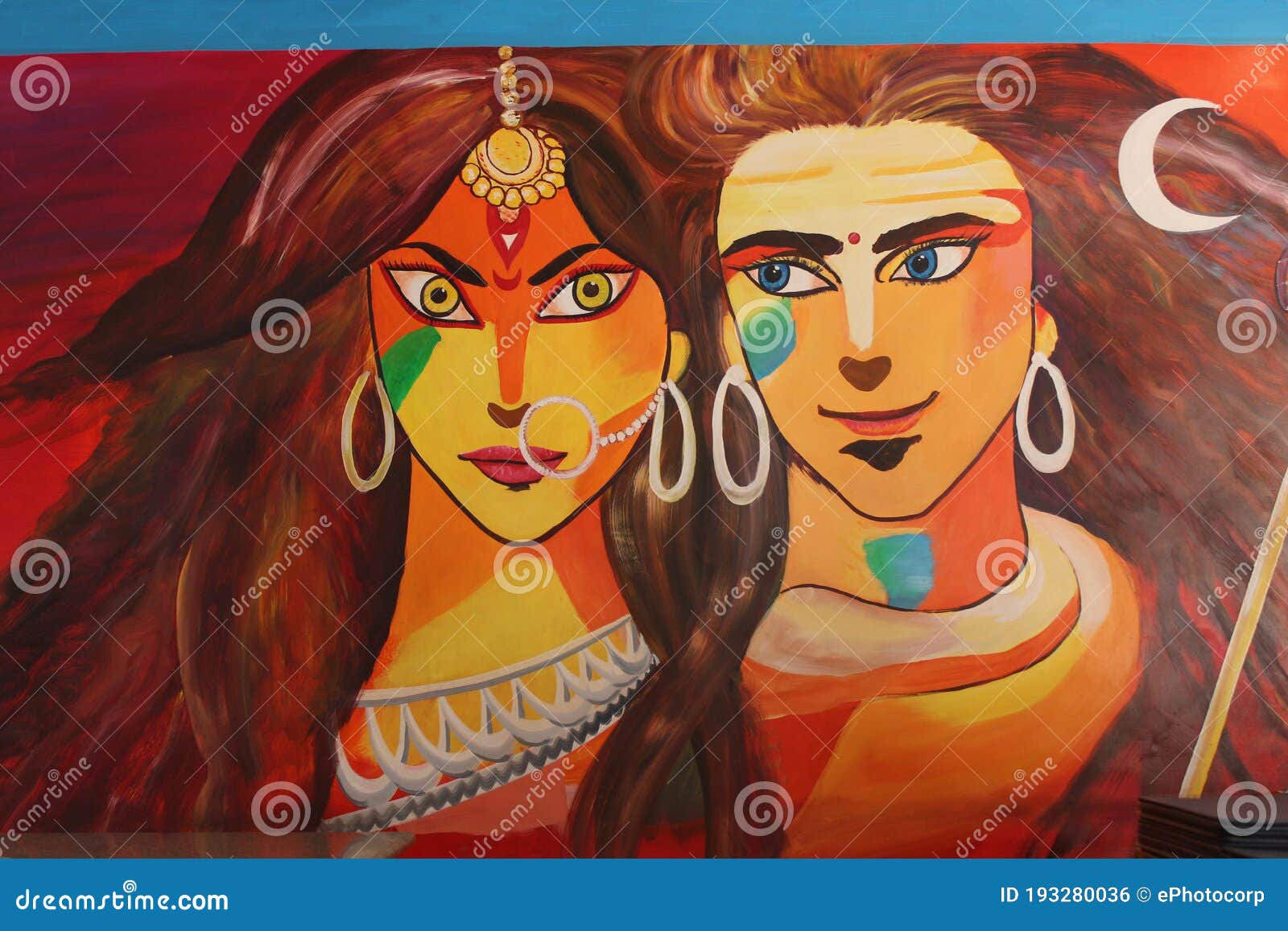 Lord Shiva and Parvati, Painting, Maharashtra Stock Photo - Image ...