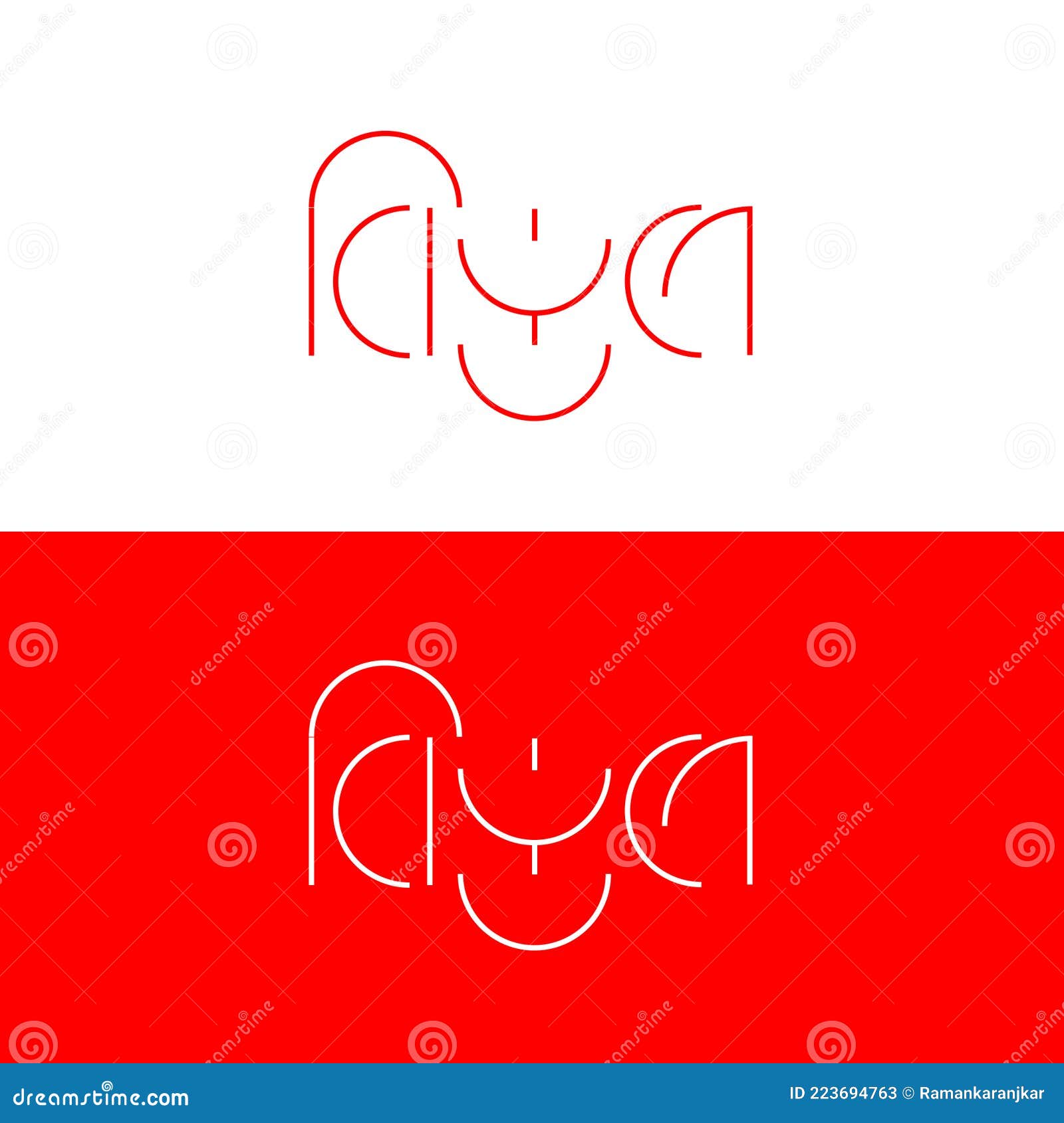 lord vitthal name's marathi calligraphy in red and white color
