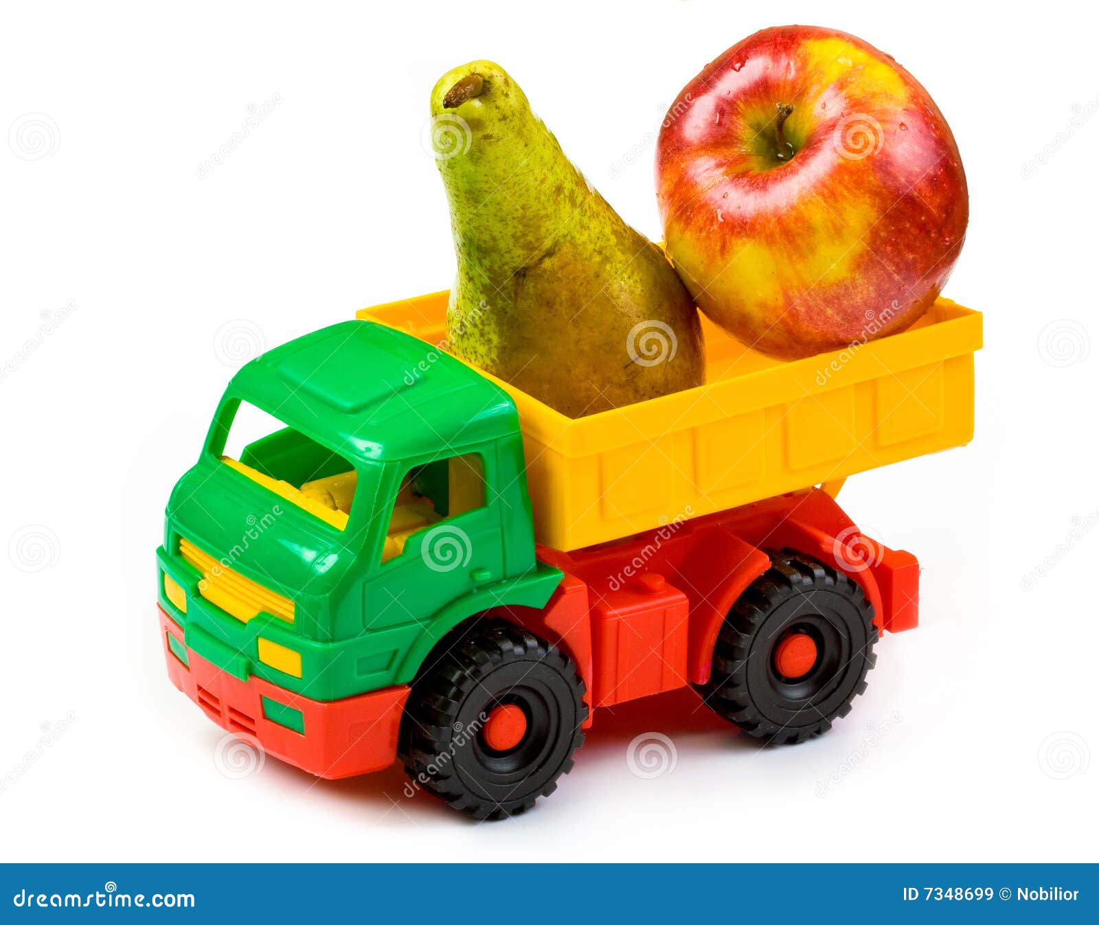 Lorry Toy with a Pear and an Apple Stock Image Image of cabin, wheel