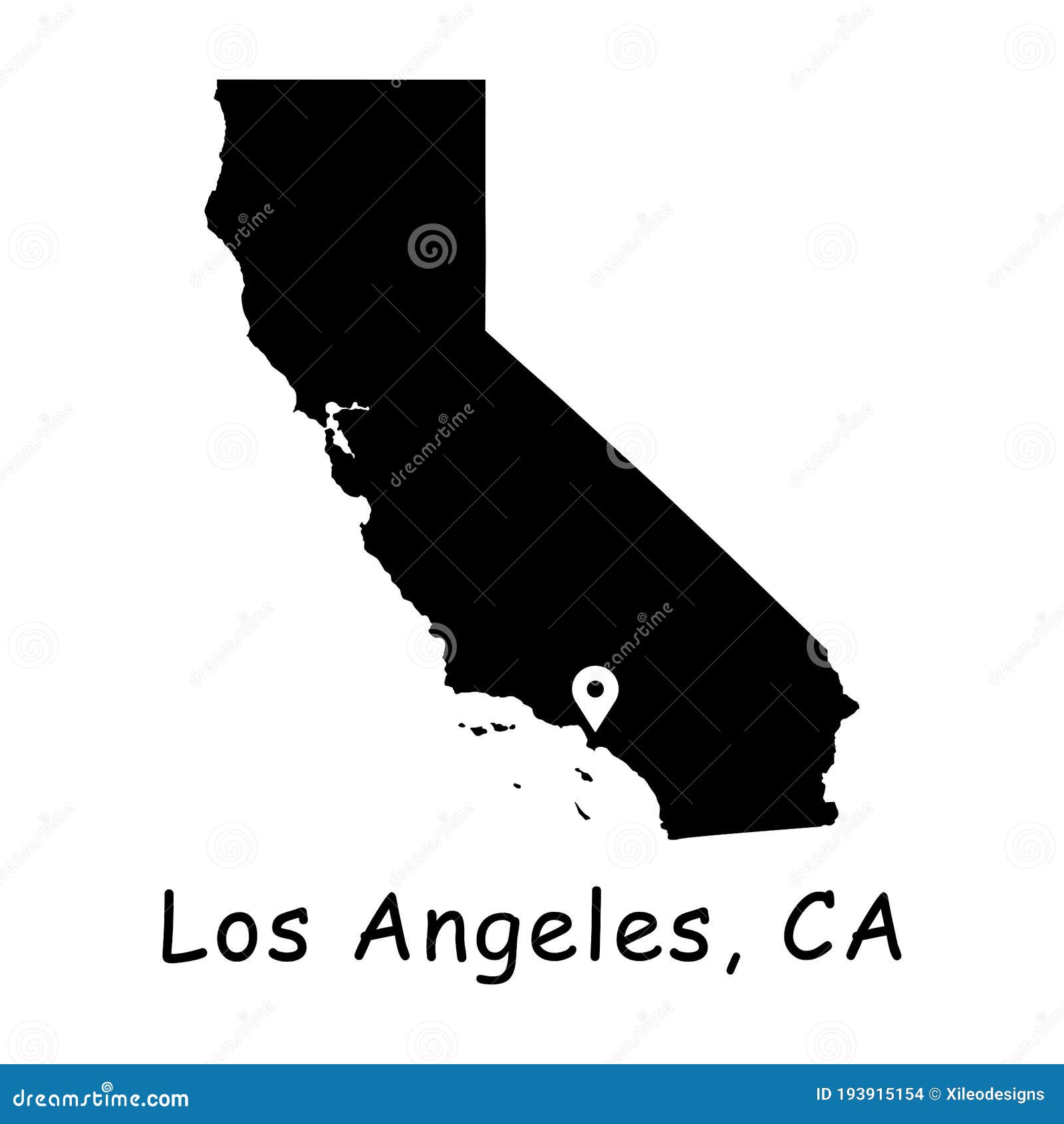 Los Angeles on California State Map. Detailed CA State Map with