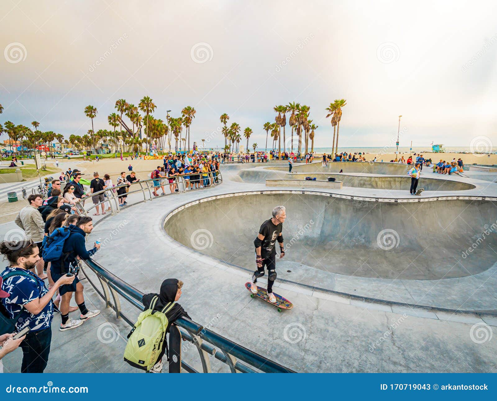 Skateboarding In Venice Beach Skate Park Los Angeles California