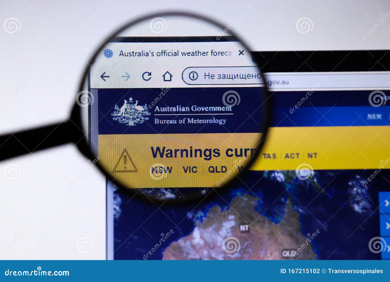 Los Angeles, USA - 19 December 2019: Bureau of Meteorology Australian Website Page. Bom.gov.au Logo on Editorial - Image of magnifier, bomgovau: 167215102