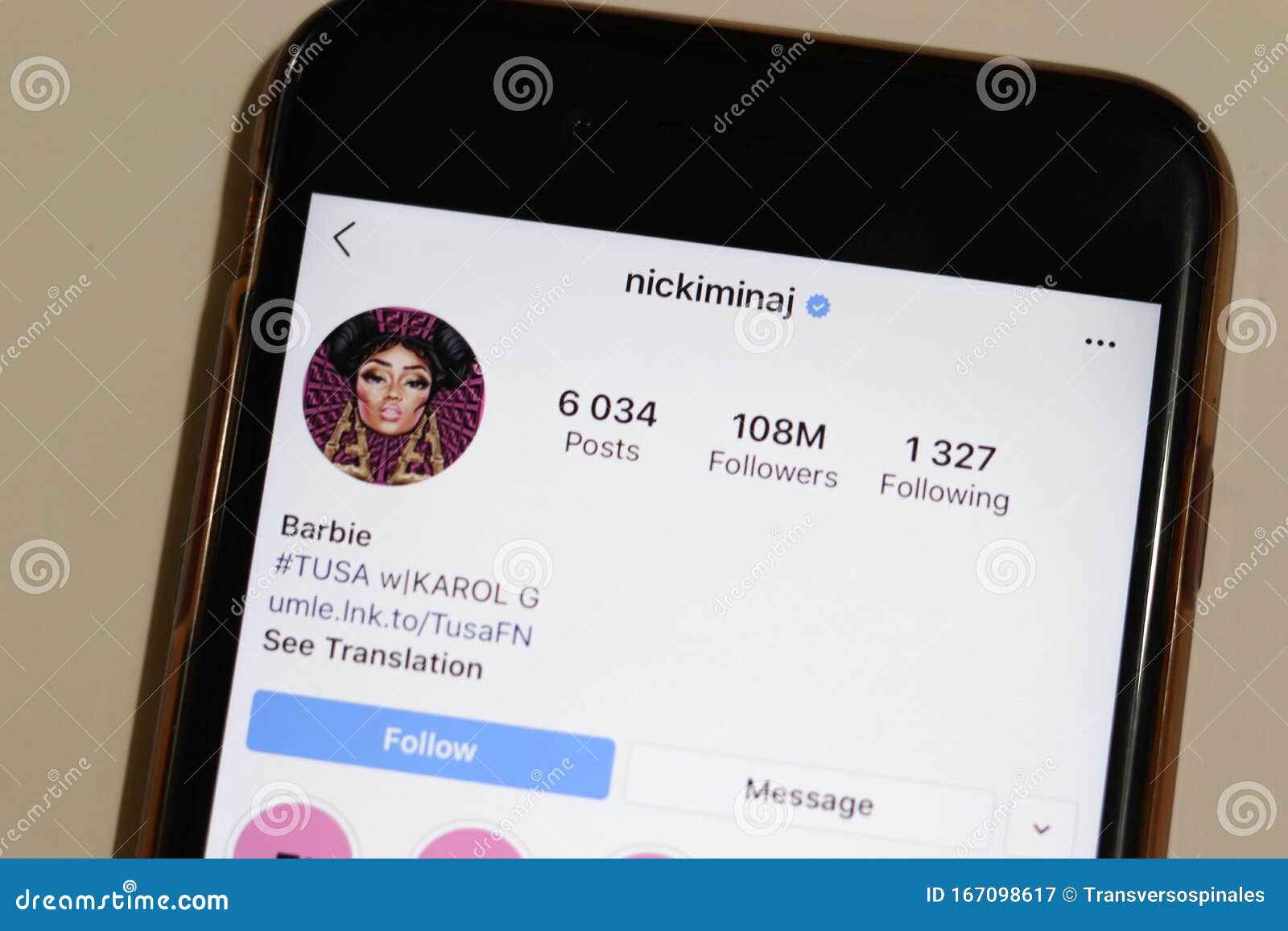 Los Angeles California Usa 18 December 2019 Nicki Minaj Profile On Instagram On Phone Screen Close Up Illustrative Editorial Editorial Photography Image Of Account Nicki 167098617 - barbie's instagram account roblox