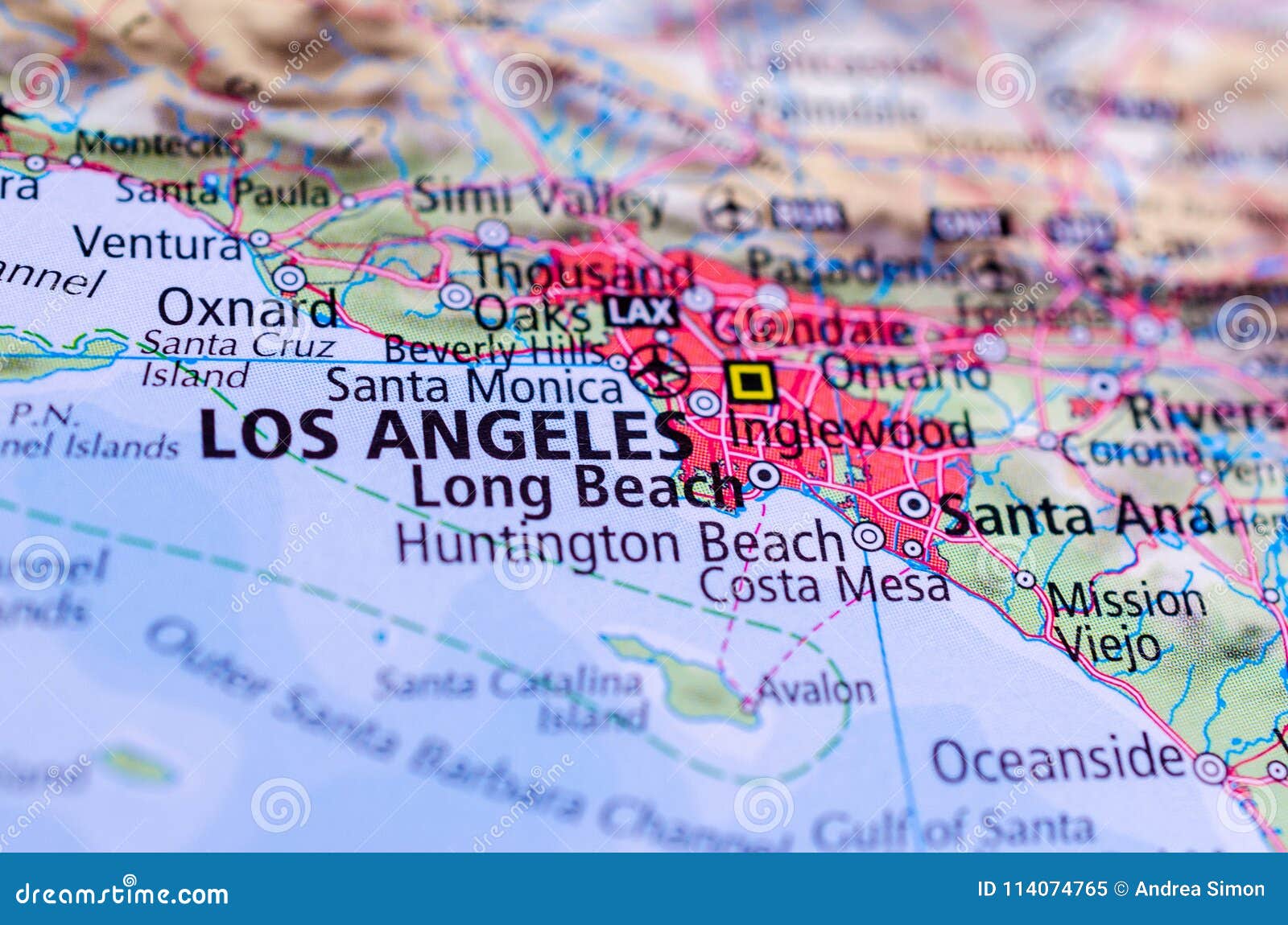 roem Glad Verbeteren Los Angeles op kaart stock afbeelding. Image of kaarten - 114074765