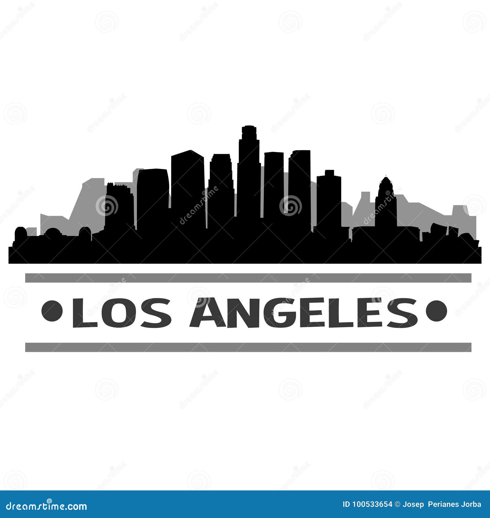 Los Angeles Skyline City Icon Vector Art Design Stock Vector