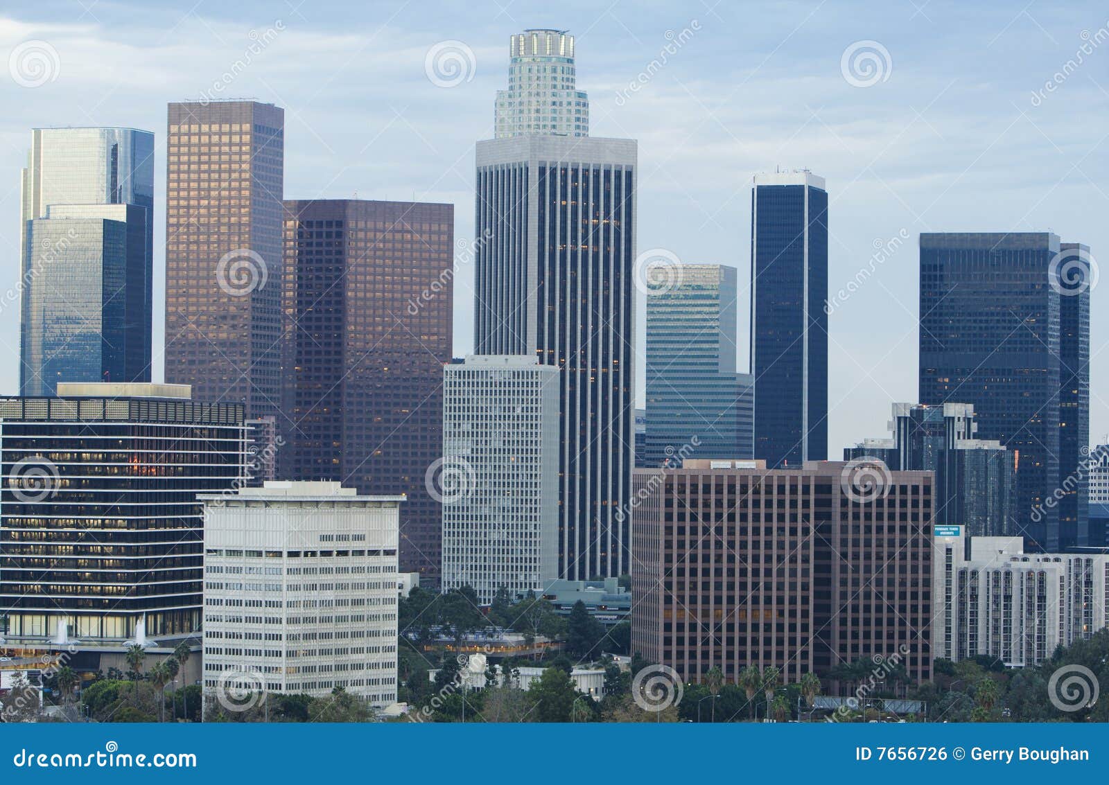 Los Angeles Skyline In Daytime Stock Photo Image Of Life Blue 7656726