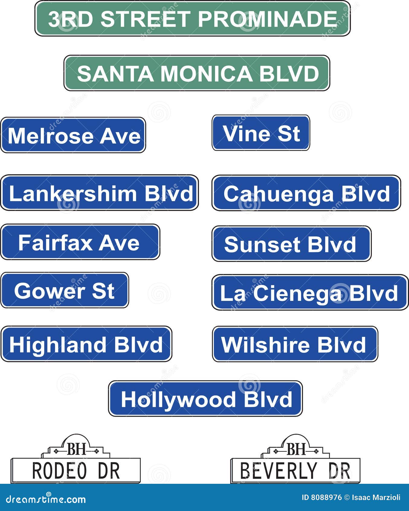 Los Angeles Street Signs stock vector. Illustration of landmark 8088976