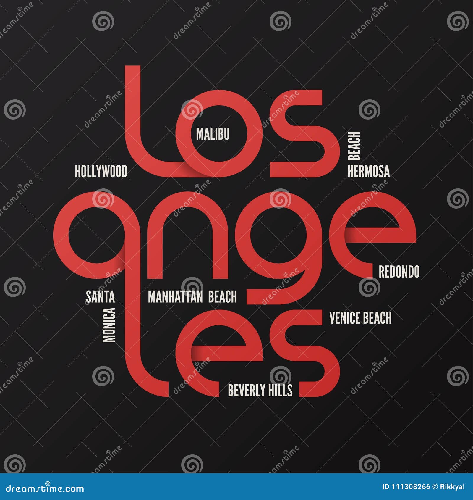 Los Angeles Vector Design, Typography, Print, Logo, Label, Poste Stock