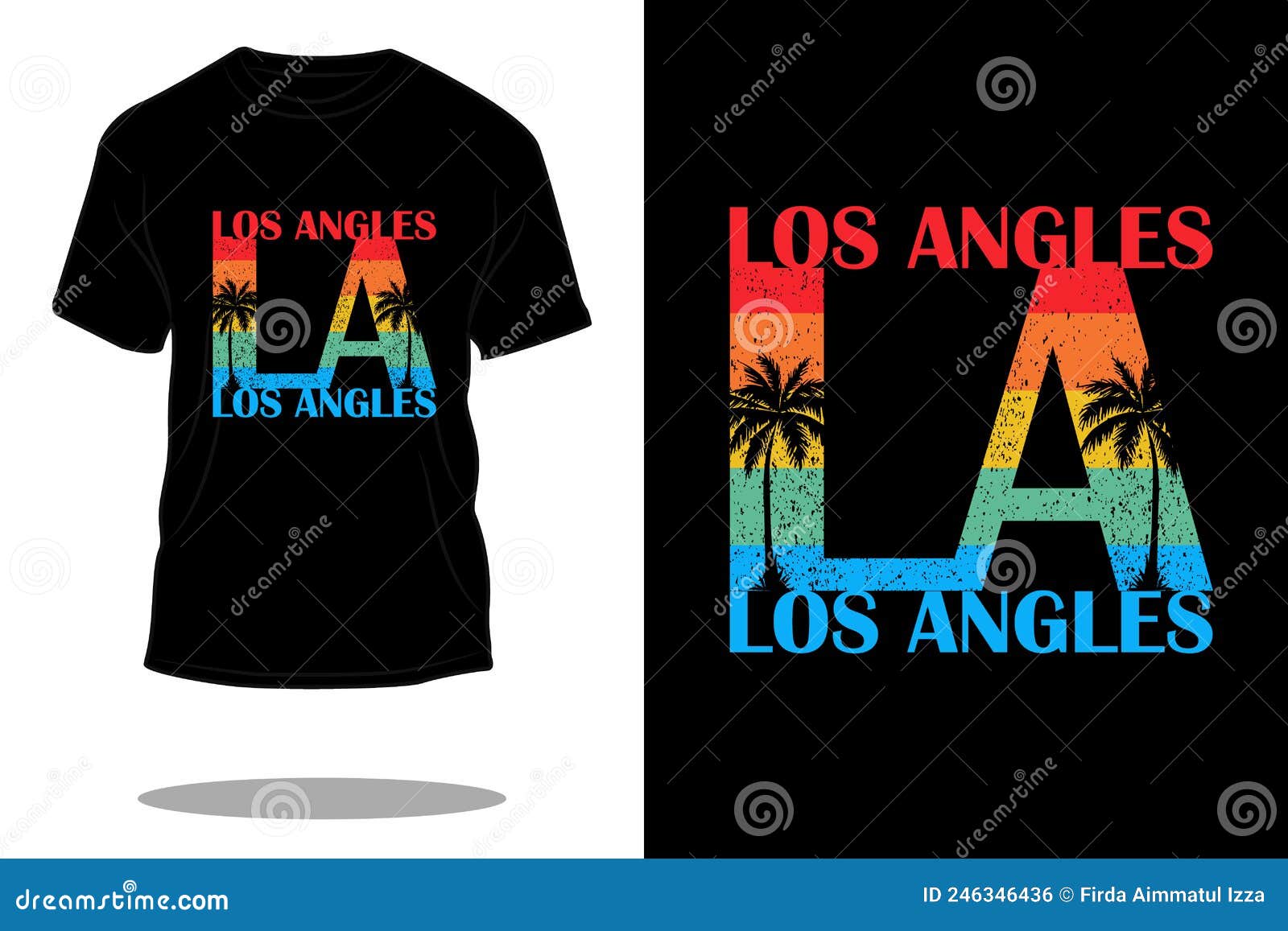 Los Angeles Retro T Shirt Design Stock Vector - Illustration of tree ...