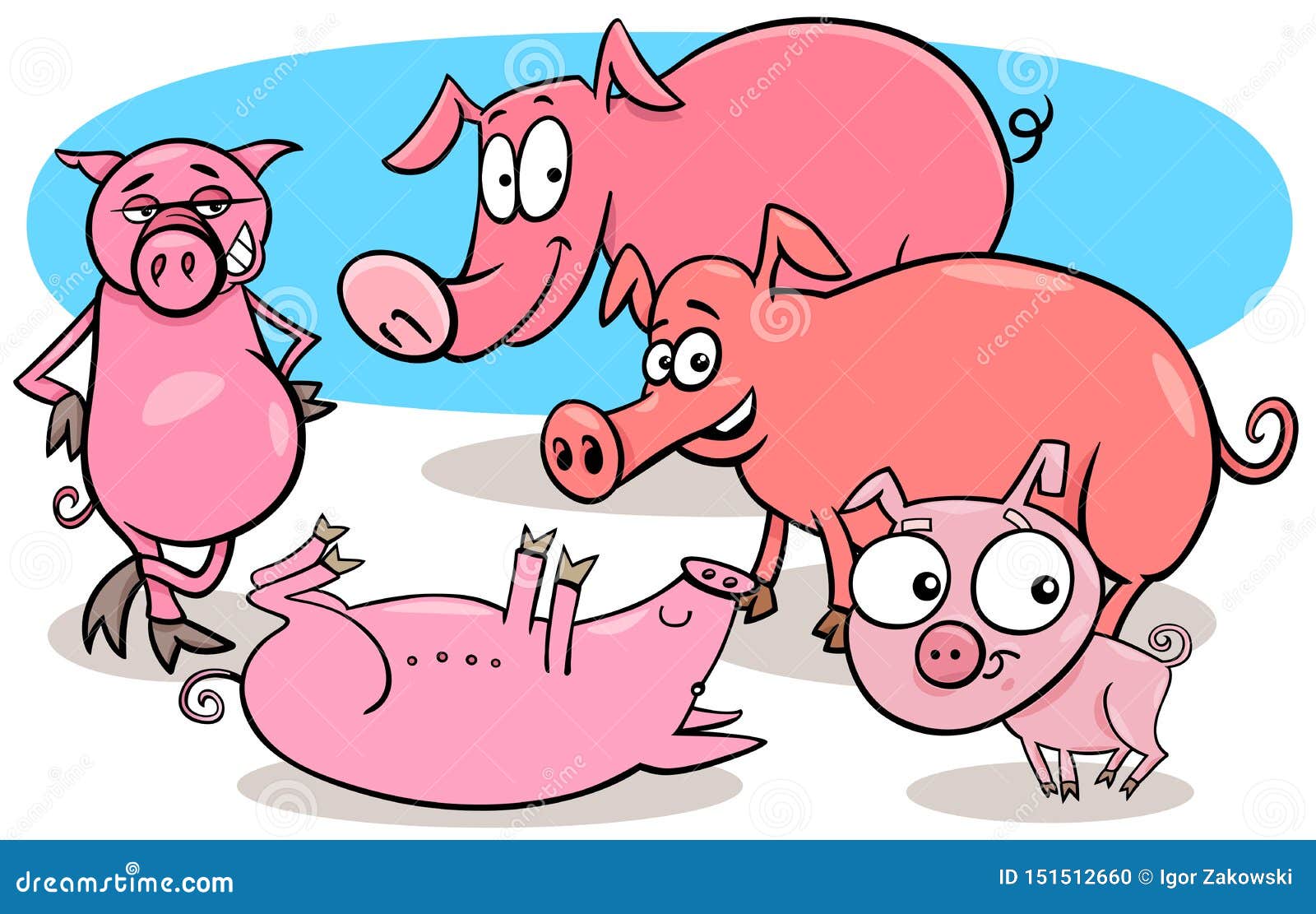 Los Cerdos Divertidos Campo Personajes De Dibujos Animados Del Animal  Ilustración del Vector - Ilustración de alegre, grupo: 151512660