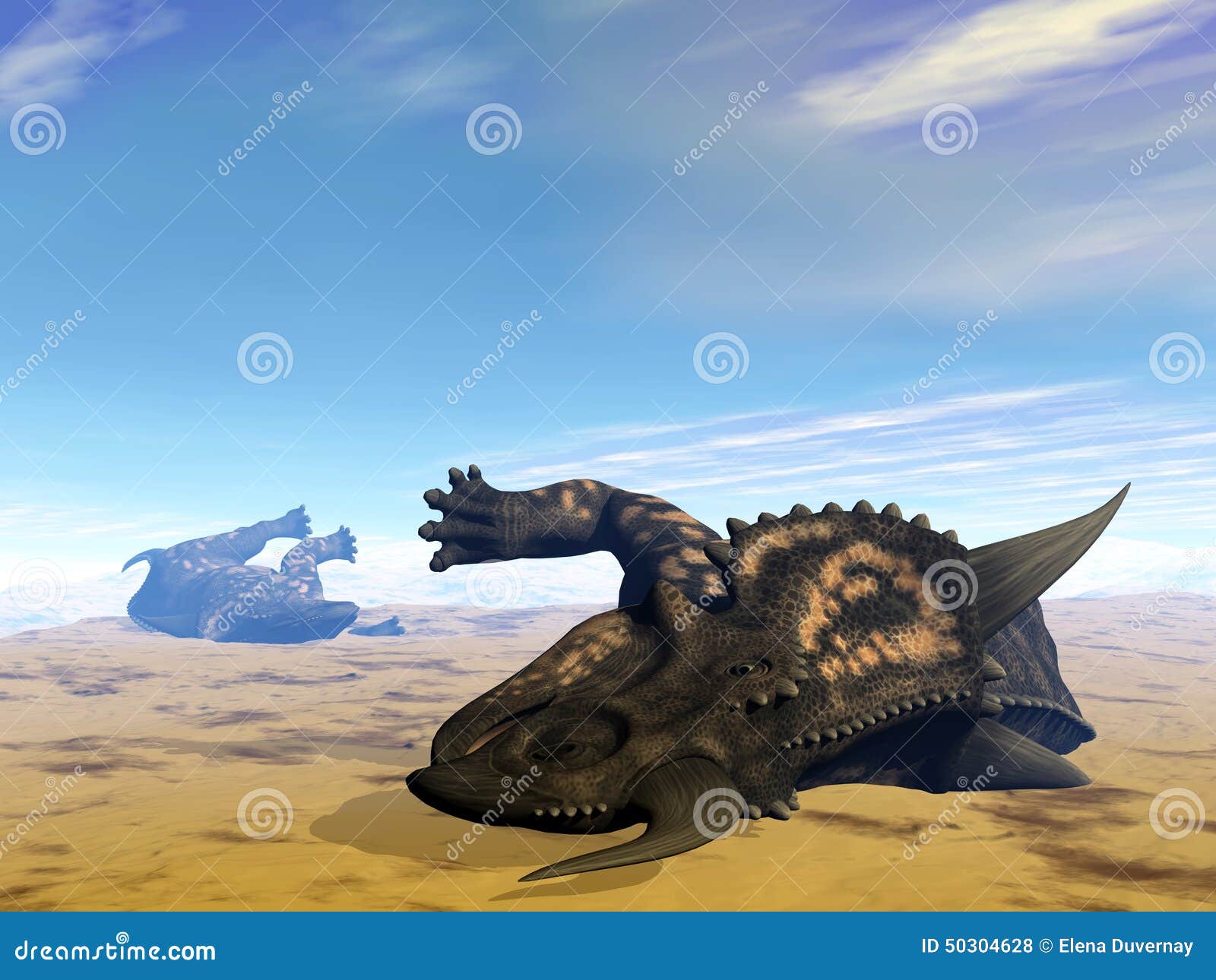 Los Dinosaurios 3D Muerto Del Einiosaurus Rinden Stock de ilustración -  Ilustración de muerte, seco: 50304628