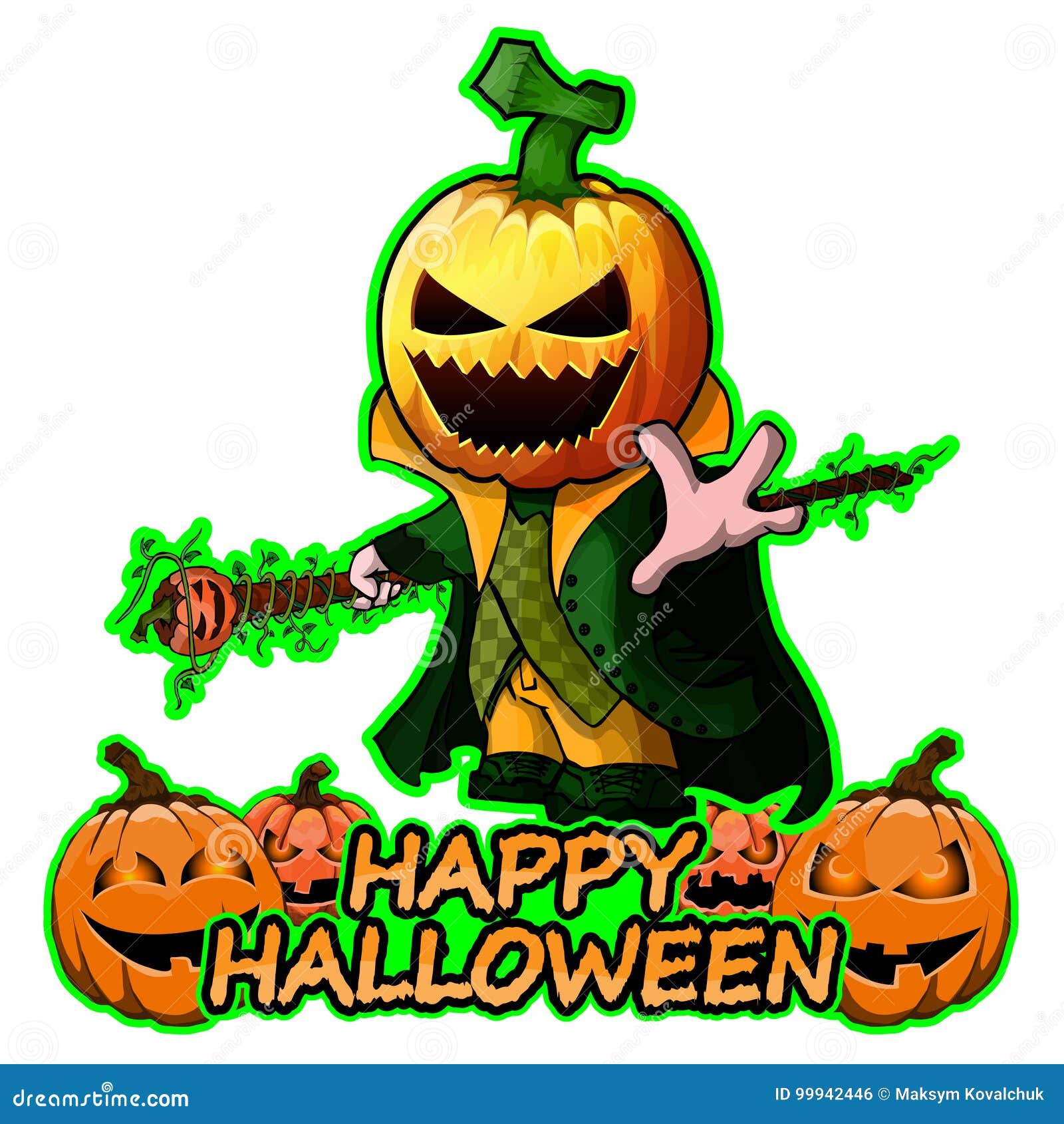 Los Felices Personajes De Dibujos Animados De La Calabaza Desean Feliz  Halloween En El Fondo Blanco Ilustración del Vector - Ilustración de  fantasma, colorante: 99942446