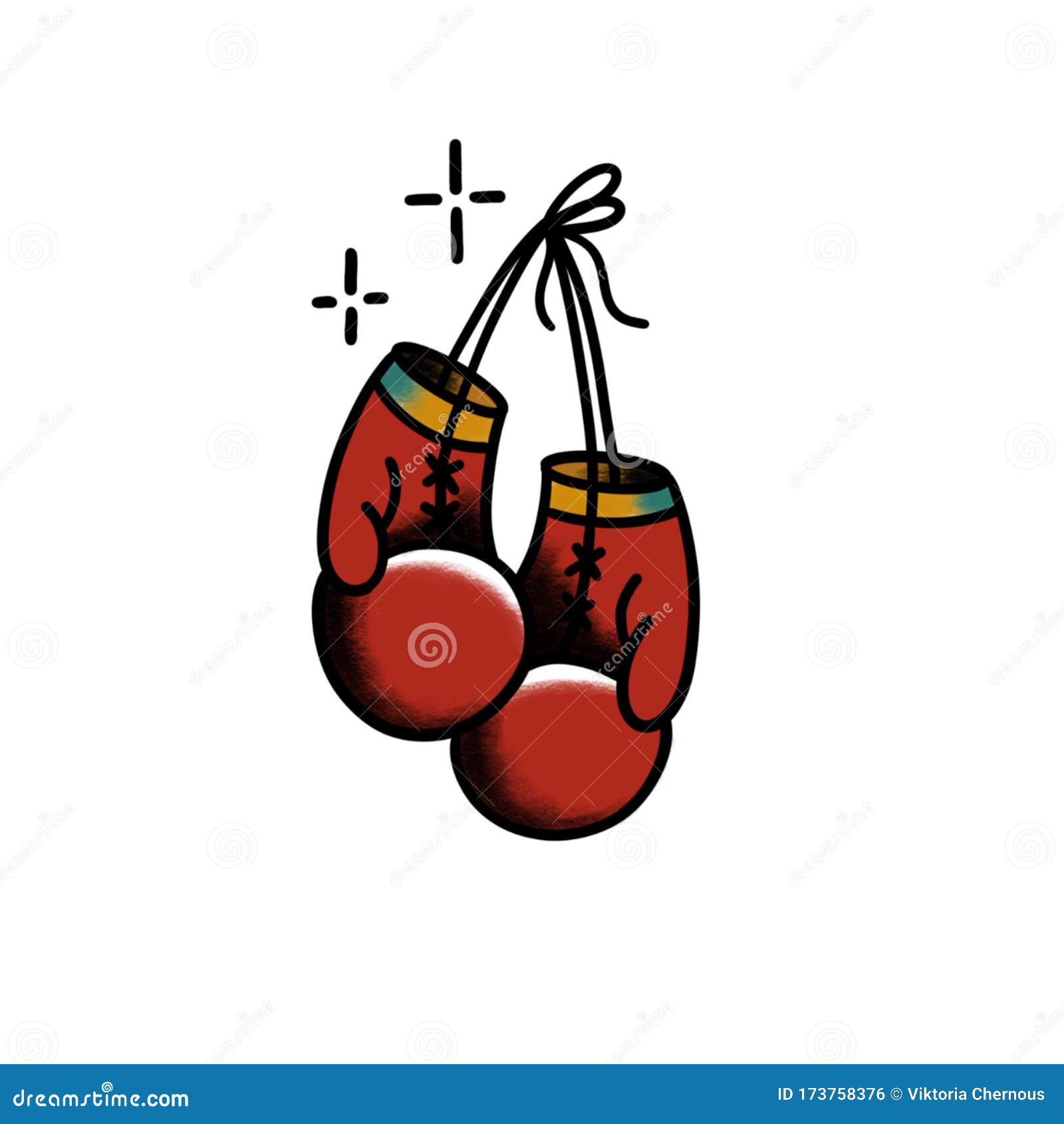 Los Guantes De Boxeador Garabatean El Tatuaje Tradicional De Ejemplo Stock de ilustración - Ilustración de mano, blanco: 173758376