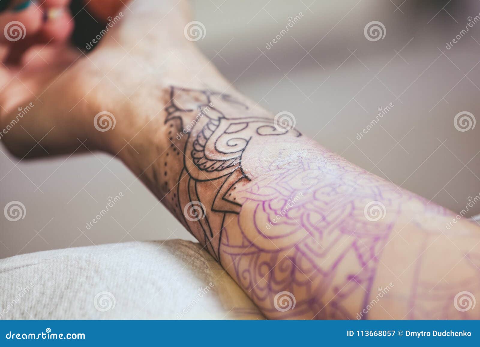 Los Guantes Protectores Principales Del Tatuaje Hacen Un Tatuaje En Tinta  Negra En La Mano Imagen de archivo - Imagen de profesional, haga: 113668057