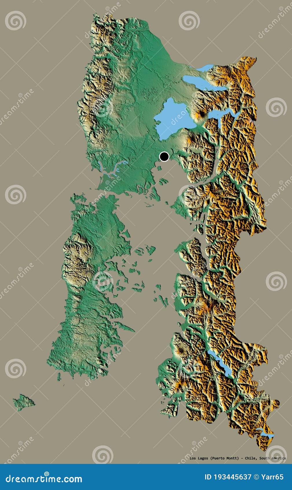 Los Lagos Chile Map Los Lagos, Region Of Chile, On Solid. Relief Stock Illustration -  Illustration Of Travel, Cartography: 193445637