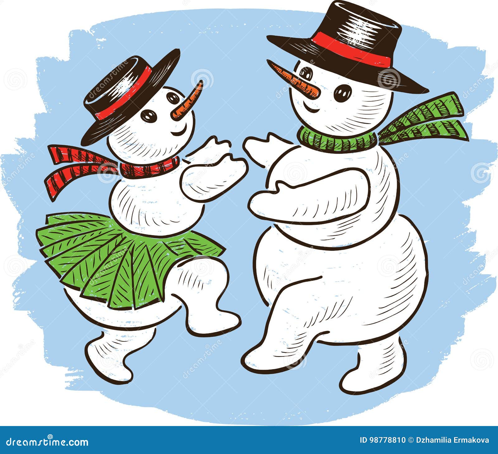 Los Muñecos De Nieve Alegres Están Bailando En Tiempo De La Navidad  Ilustración del Vector - Ilustración de humor, snoweather: 98778810