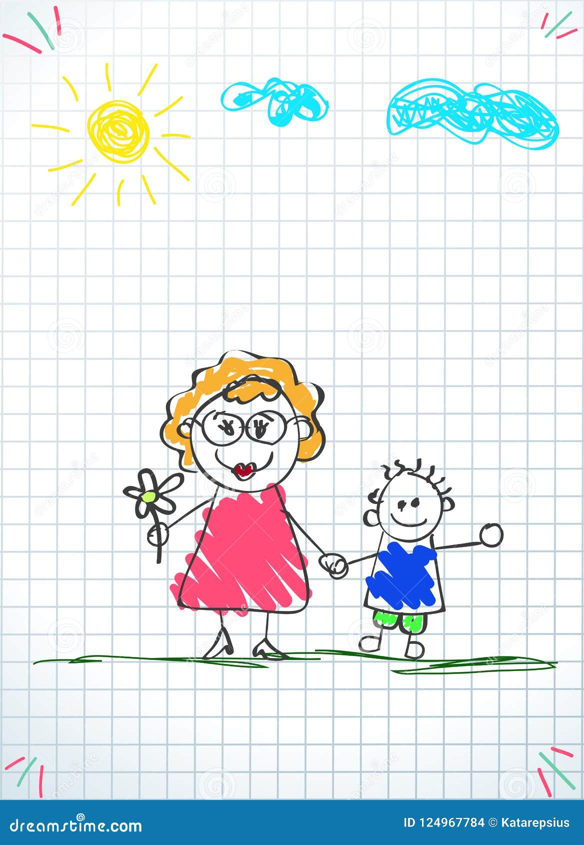 Los Niños Garabatean Dibujos Del Muchacho Y De La Mujer Juntos Ilustración  del Vector - Ilustración de carta, escritorio: 124967784
