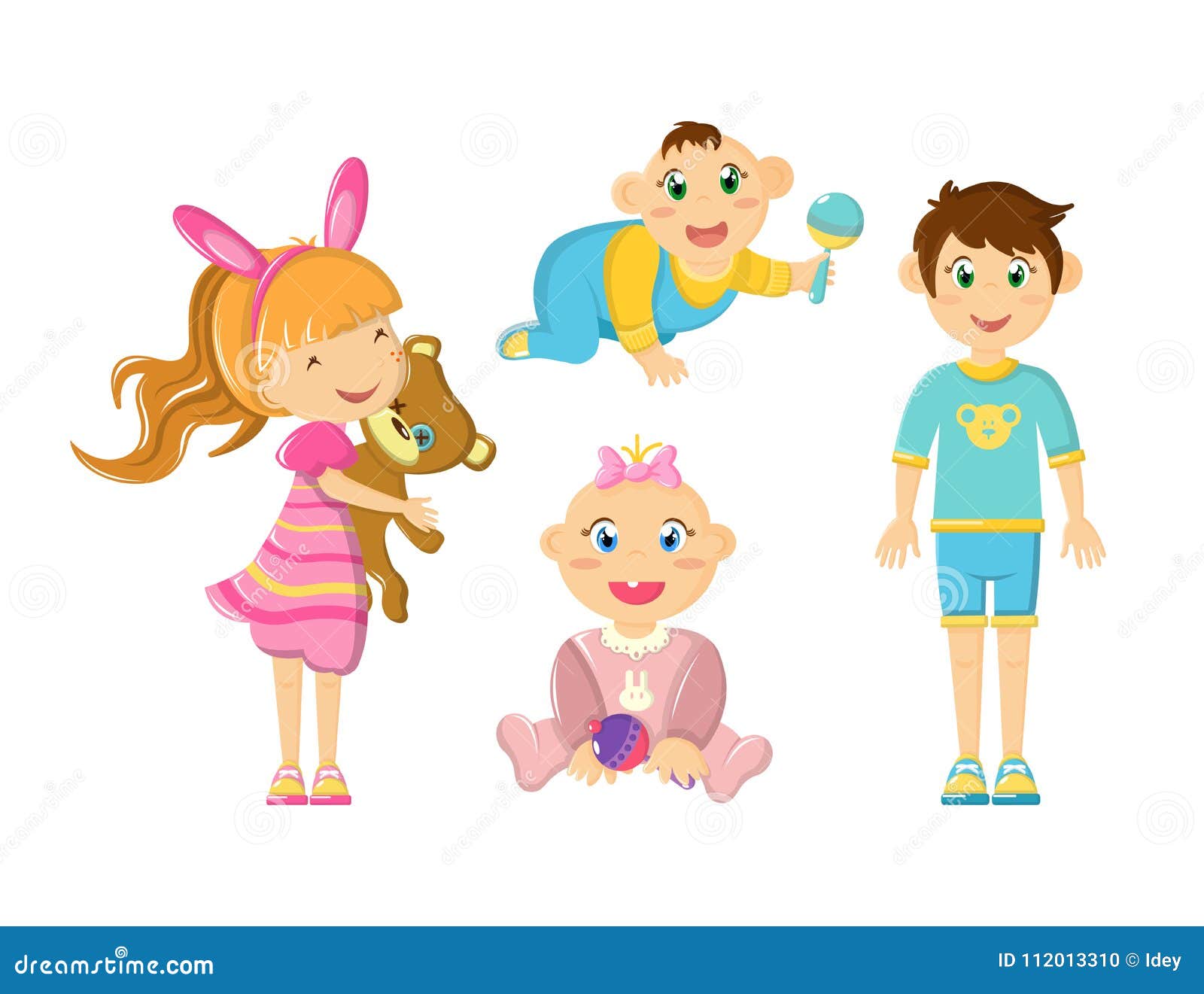 Los Niños Jovenes Y Recién Nacidos, Sonrisa Linda, Sostienen Sus Juguetes Preferidos Ilustración del Vector - Ilustración de sostienen, nacidos: 112013310