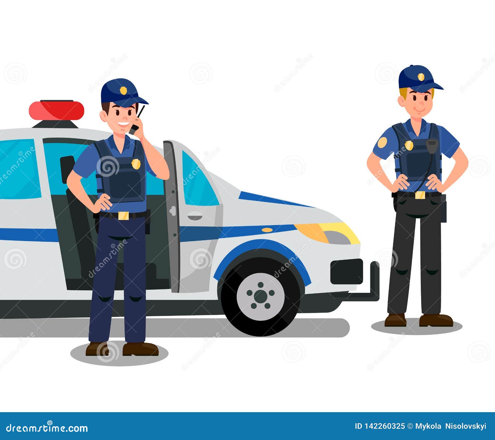 Los Oficiales De Policía Alistan Para Trabajar Personajes De Dibujos  Animados Ilustración del Vector - Ilustración de barra, profesional:  142260325