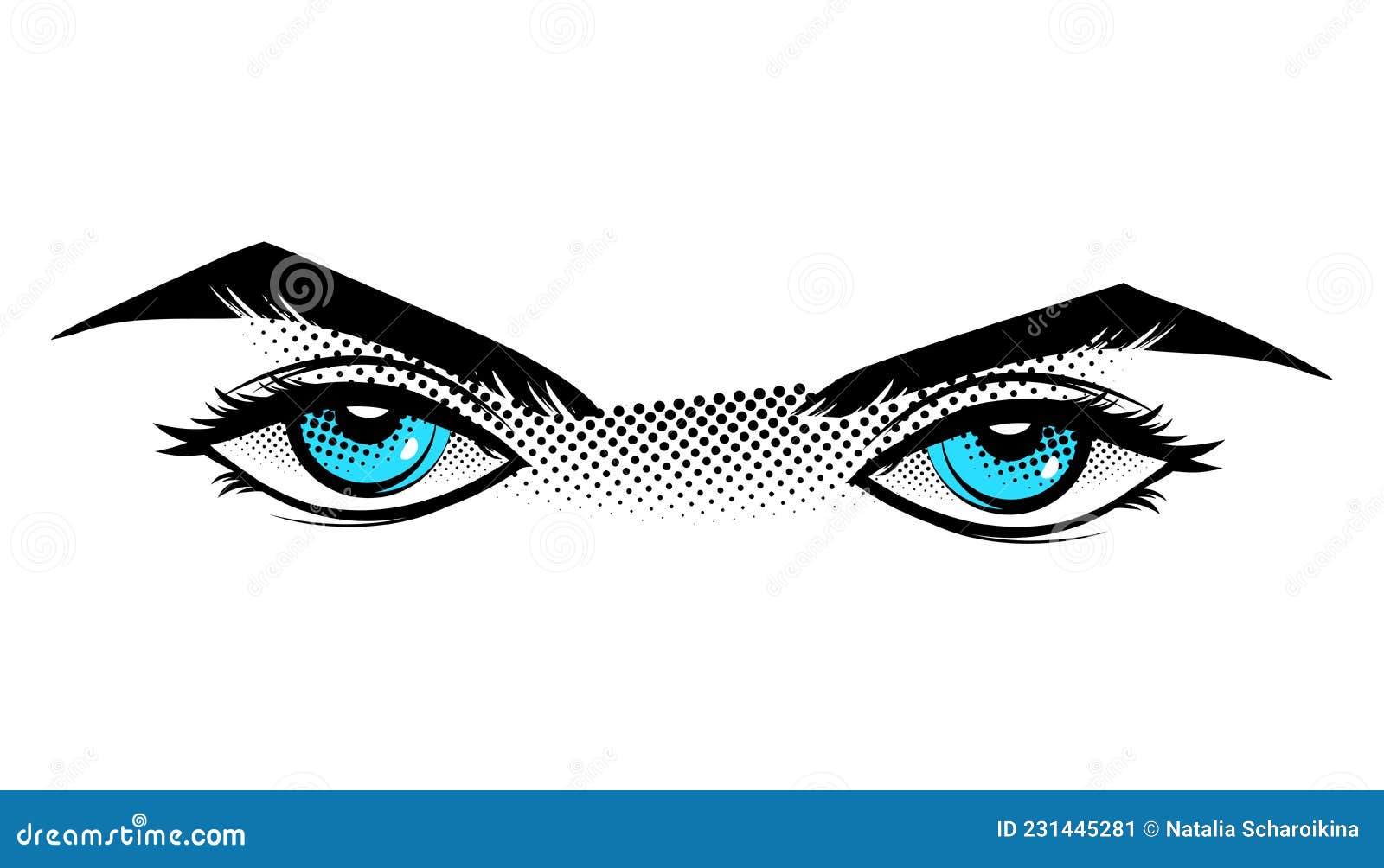 Los Ojos Son Azules Al Estilo De Manga. Ilustración del Vector -  Ilustración de bosquejo, vista: 231445281