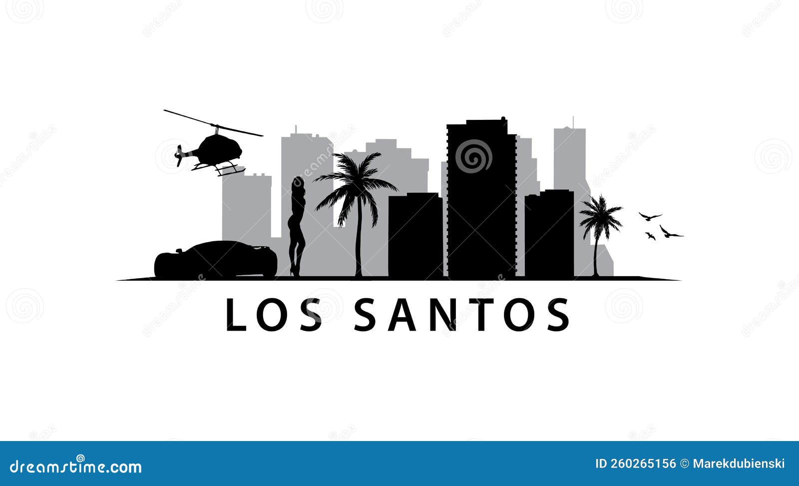 Los Santos City Skyline USA America Landscape Stock Vector