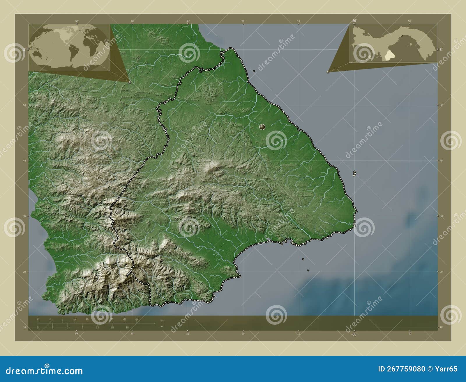 Map Of Los Santos. Panama. 3d Stock Photo, Picture and Royalty