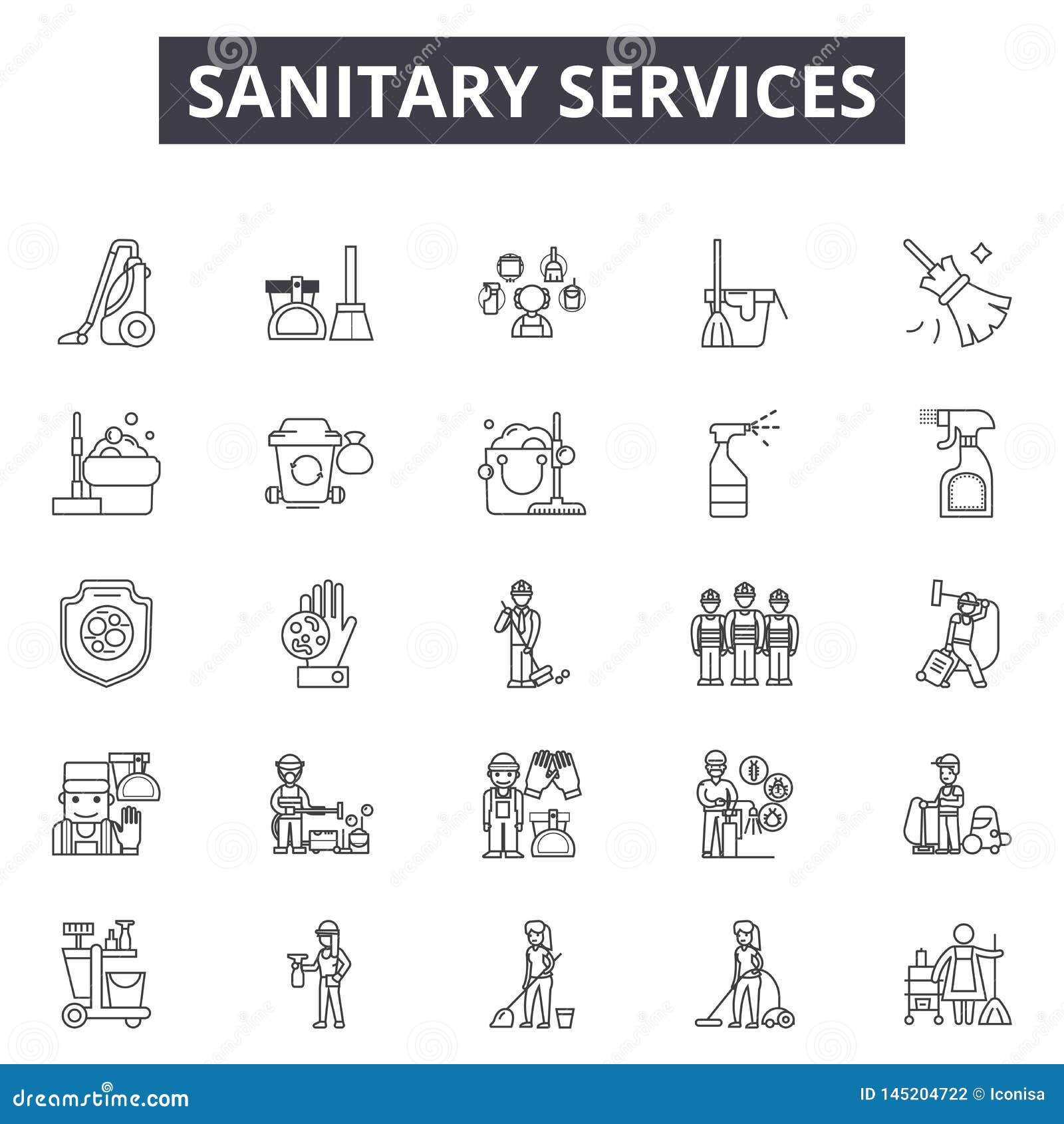 Los Servicios Sanitarios Alinean Los Iconos Muestras Sistema Del Vector Concepto Del Ejemplo Del Esquema Ilustracion Del Vector Ilustracion De Ejemplo Sistema 145204722