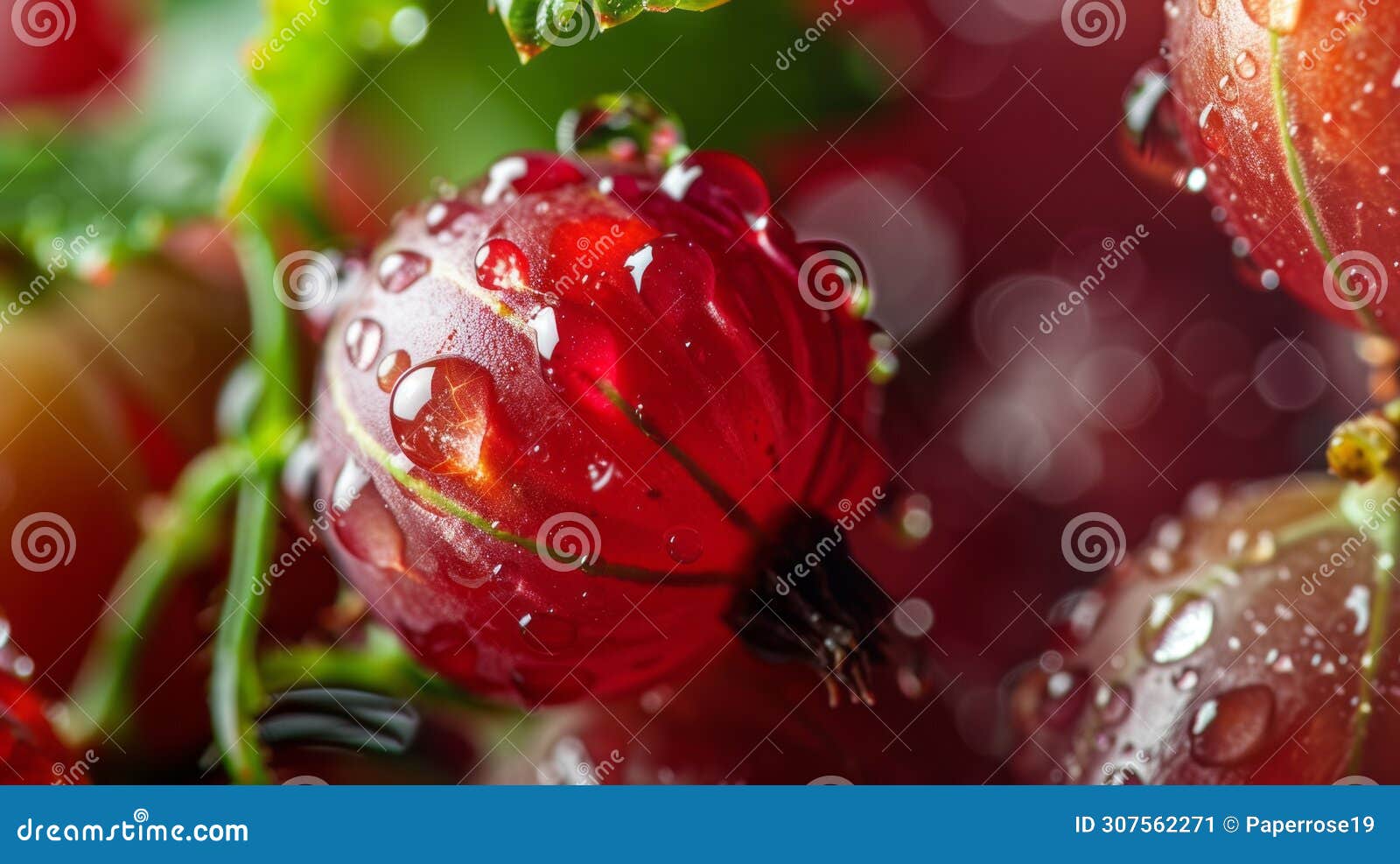 ?lose-up of an gooseberries with water drops