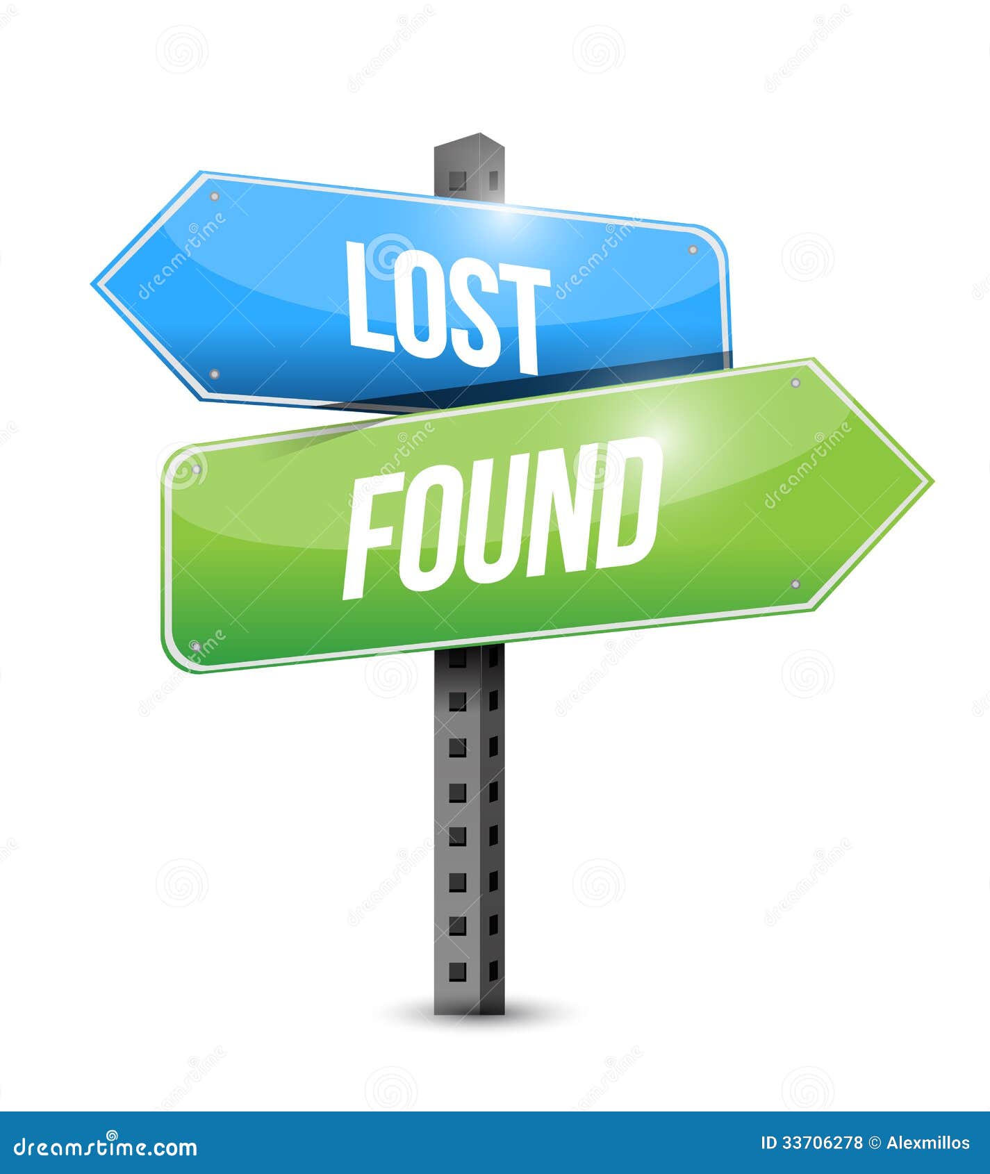 Lost and Found Road Sign Illustration Design Stock Illustration 