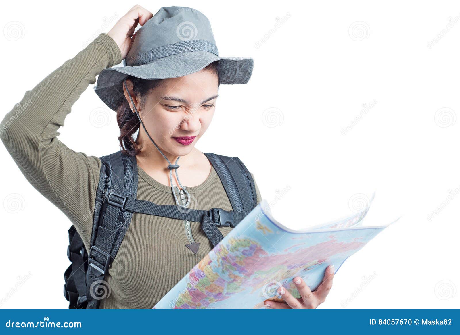 Lost lady hiker stock photo. Image of tourist, lady, female 84057670
