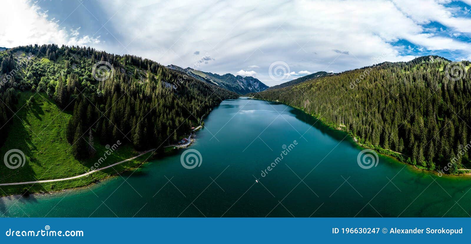 lost in the mountains of switzerland, lake arnesee with crystal clear waters of turquoise and azure colors