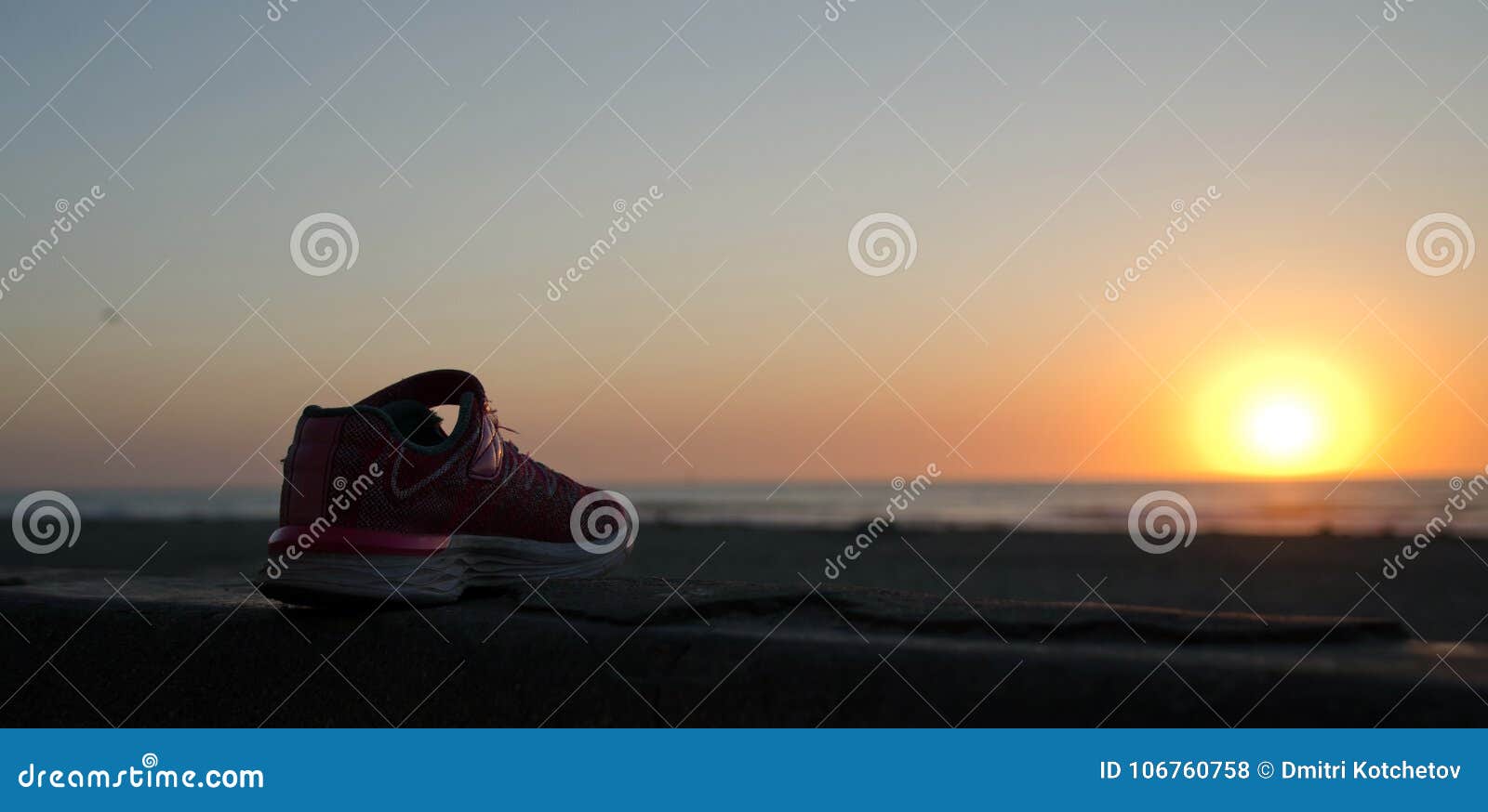 Lost Running Shoe Highlighted by Sunset at Mission Bay Stock Photo ...