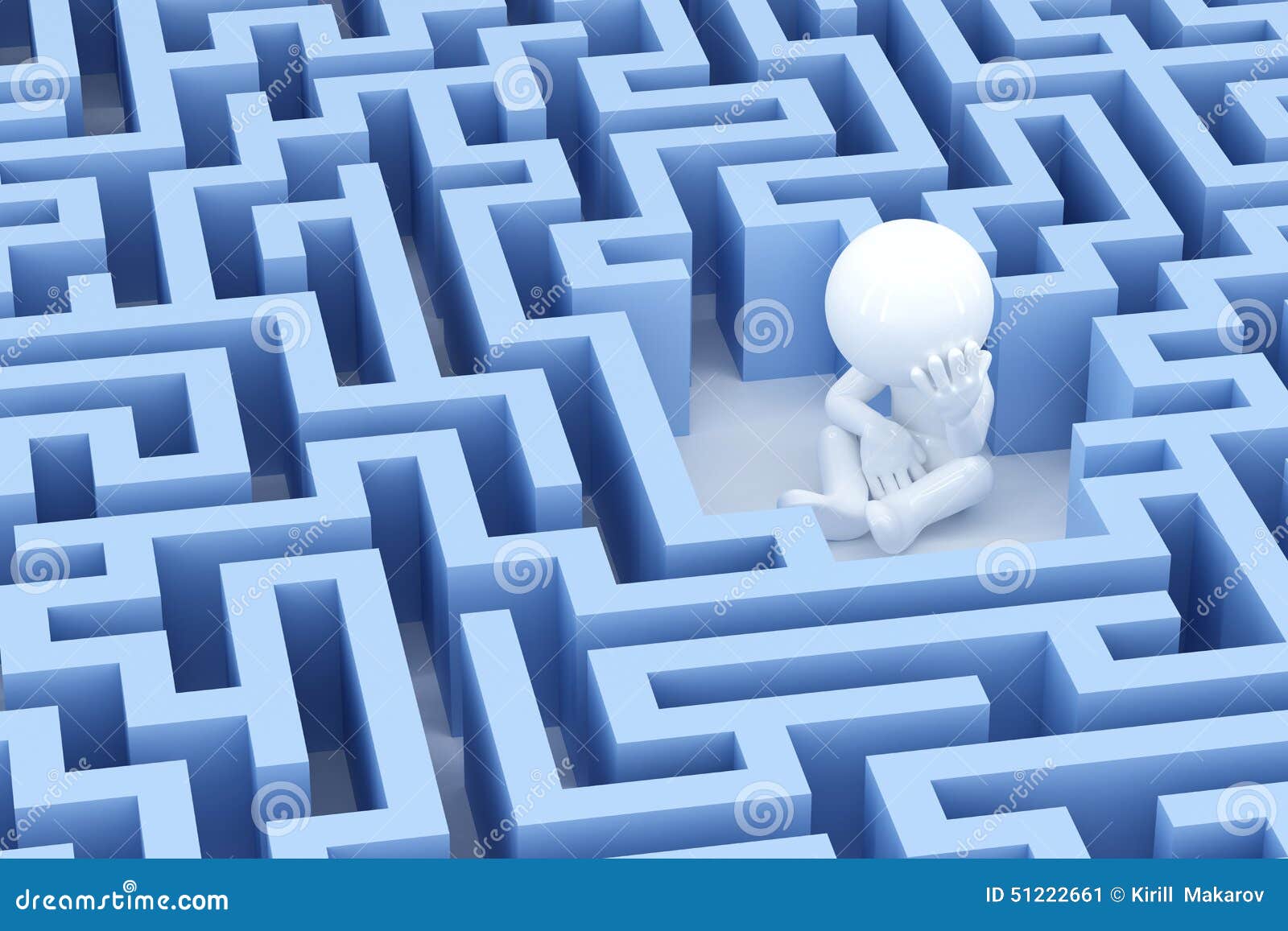 lost and sad man in center of the maze