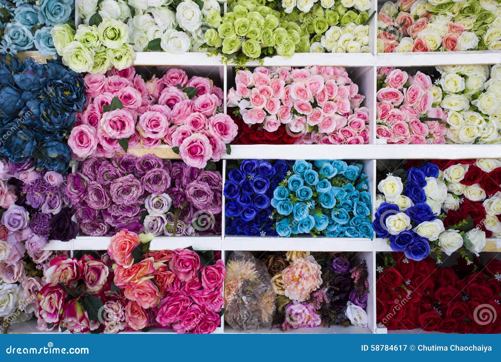 A Lot of Artificial Flower in the Market Stock Image Image of fabric