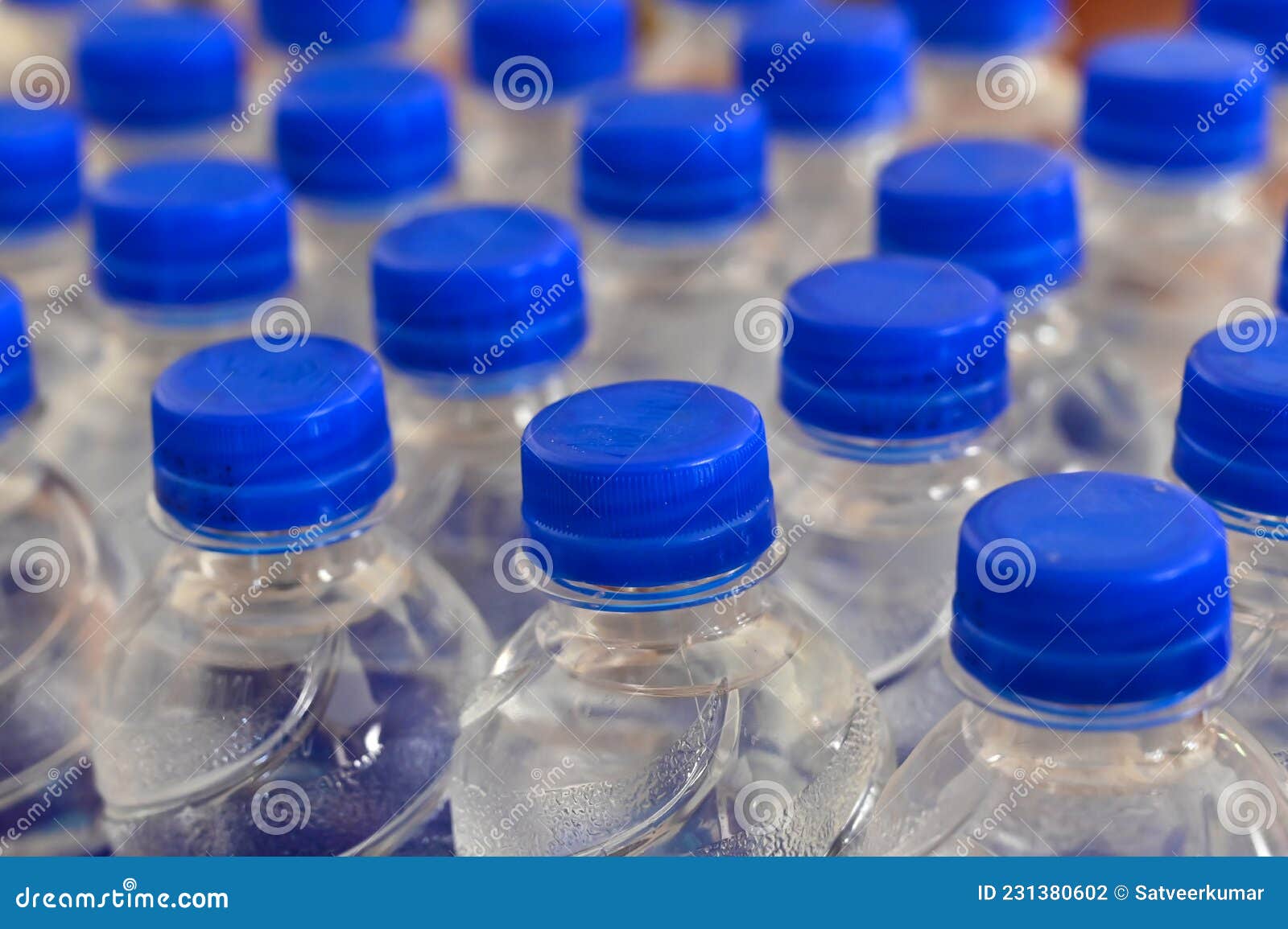 A Lot of Bottles Worth with Clean Cool Mineral Water Stock Photo