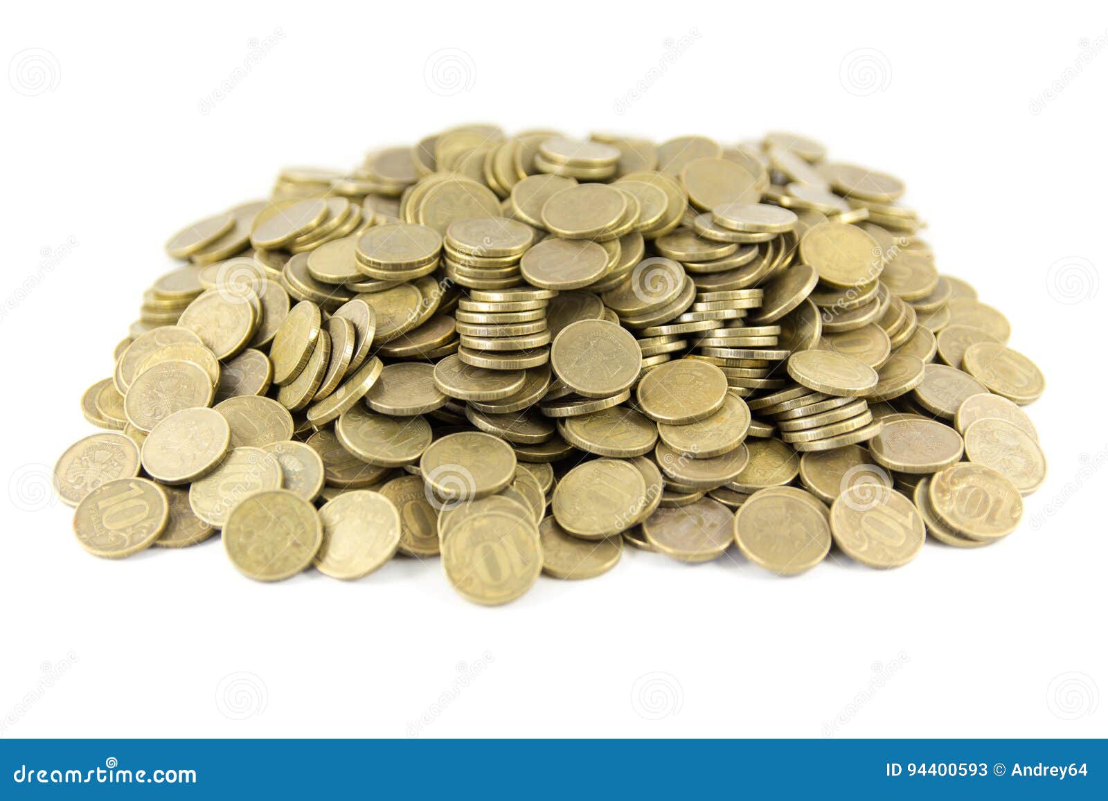 a lot of coins on a white background