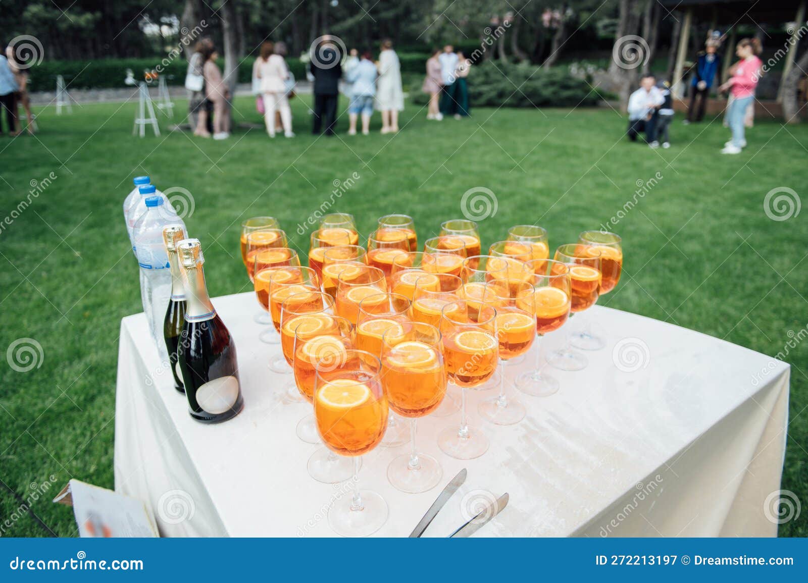 A Lot Of Glasses With Apple And Orange Juice On The Buffet Table Stock Image Image Of Beverage