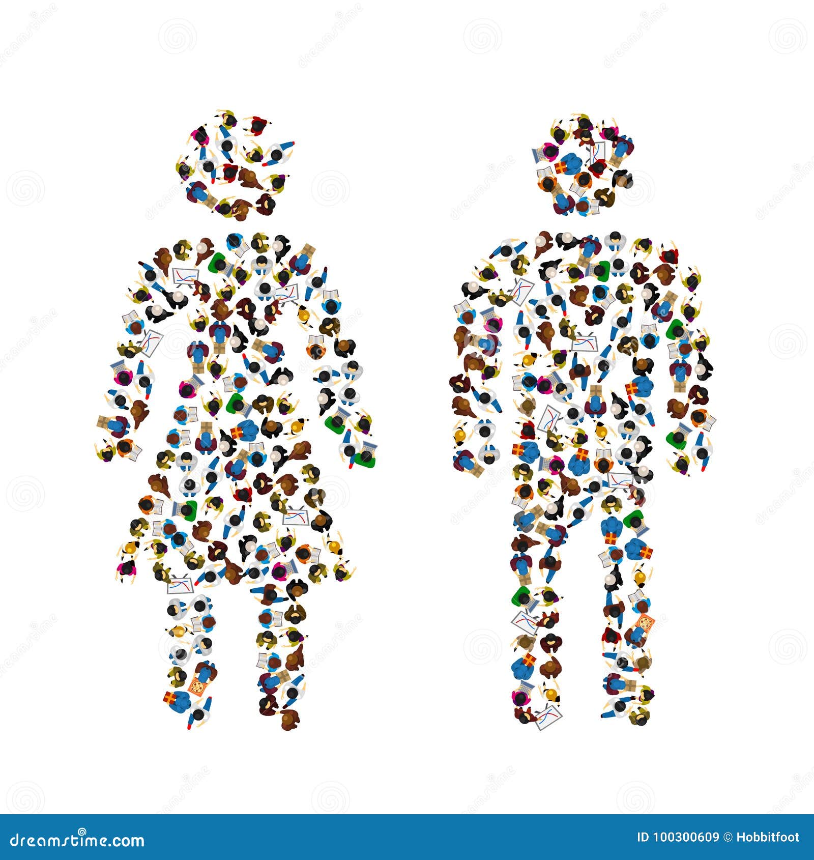 A Lot of People in the Form. Stock Vector Illustration of icons