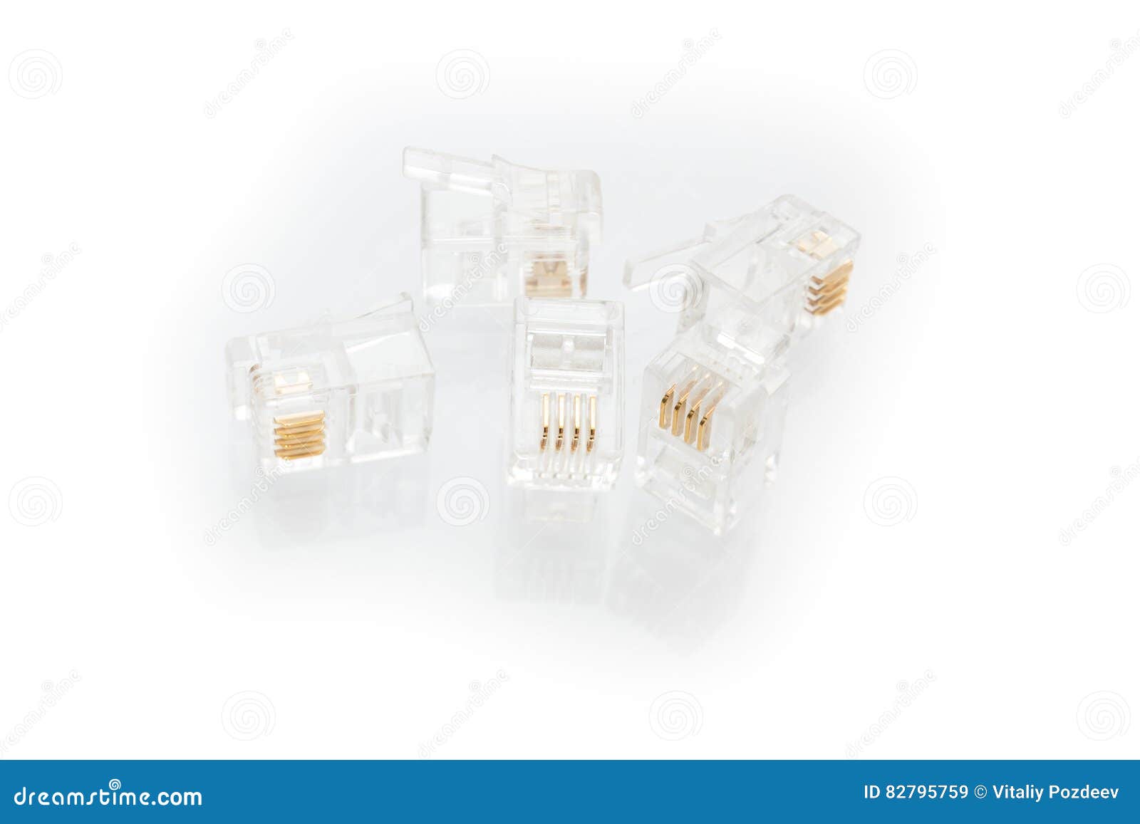 a lot of phone connector plugs