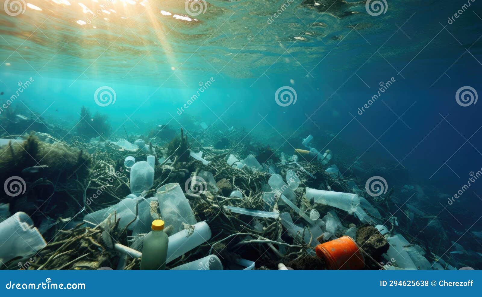 A Lot of Plastic Debris in the Ocean Water Stock Photo Image of