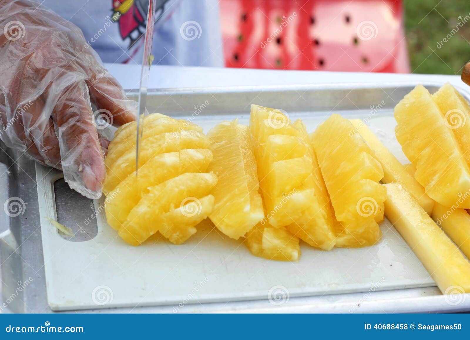 A Lot of Ripe Pineapple for Sale. Stock Photo Image of slice, health
