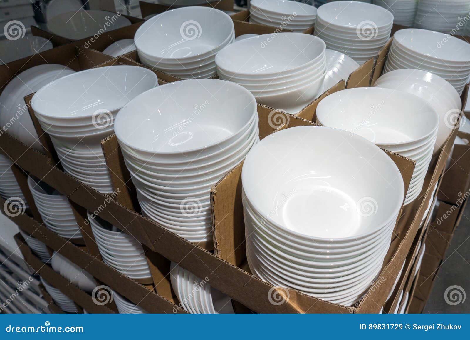 A Lot Of White Plates In The Store Stock Image Image of clean, many