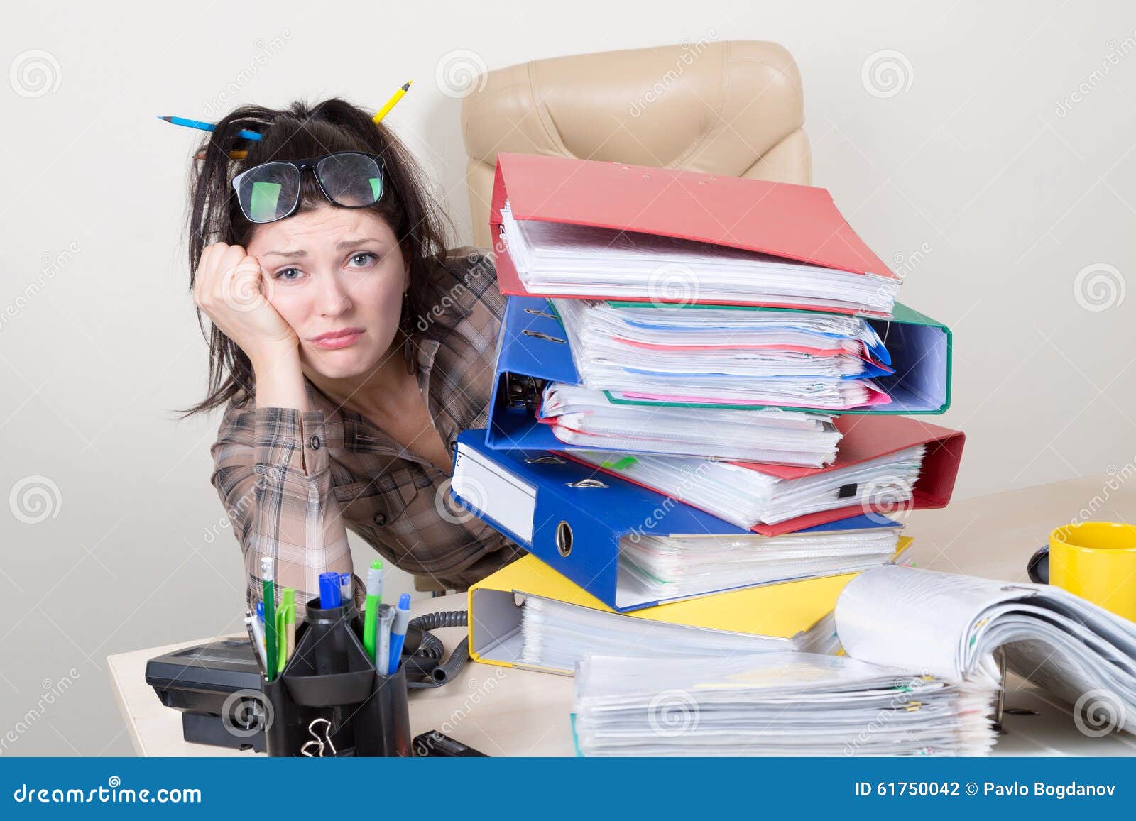 A Lot of Work for Clerk in Office Stock Photo Image of idea, book