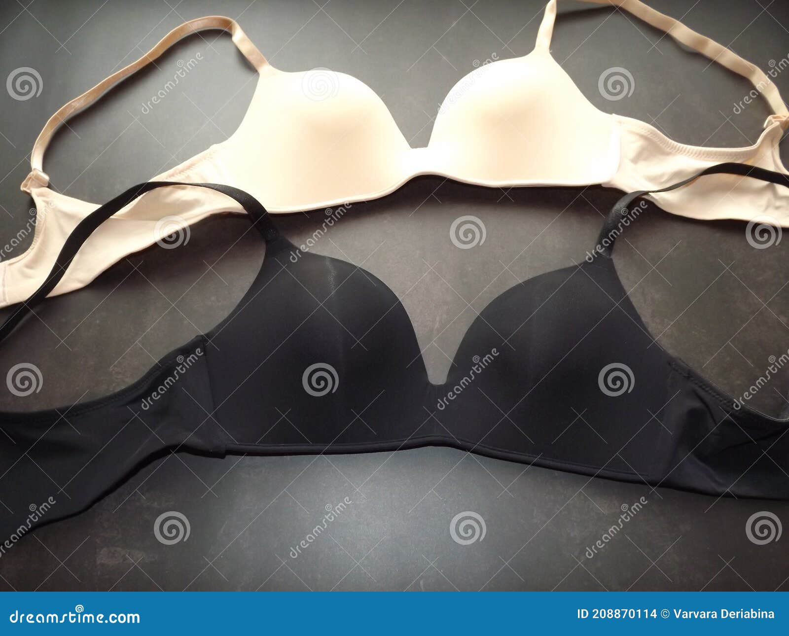 Lots of Bras in Different Shapes and Colors Close Up Stock Photo